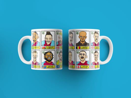 Burnley Vol 2 No Score Draws Mug Set - Set of 2 11oz Ceramic Mugs with Wonky Panini-doodles of Kompany's 22-23 Clarets Promotion Winners