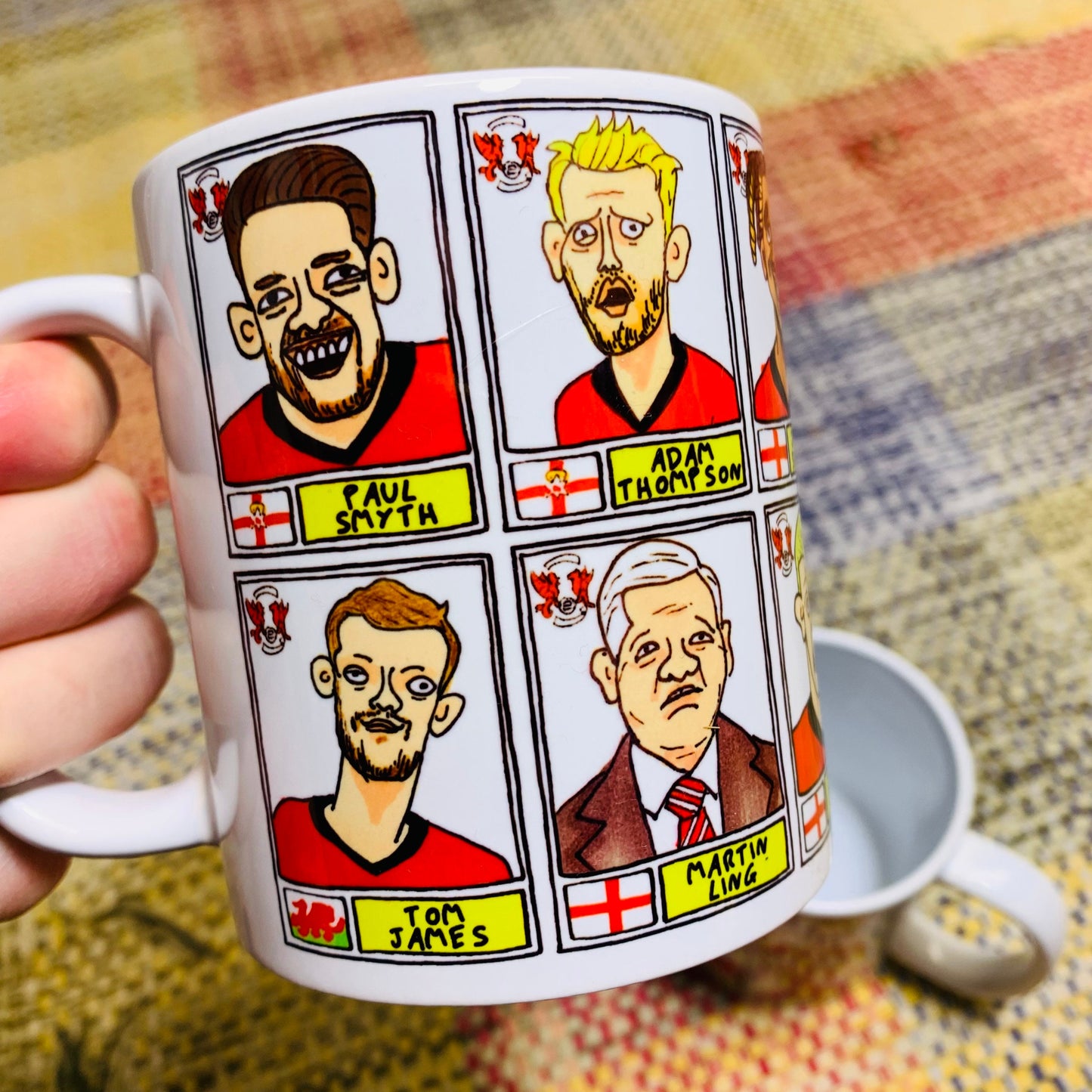 Leyton Orient Vol 2 No Score Draws Mug Set - Set of TWO 11oz Ceramic Mugs with Wonky Panini-style Doodles of LOFC's 22/23 Promotion Winners