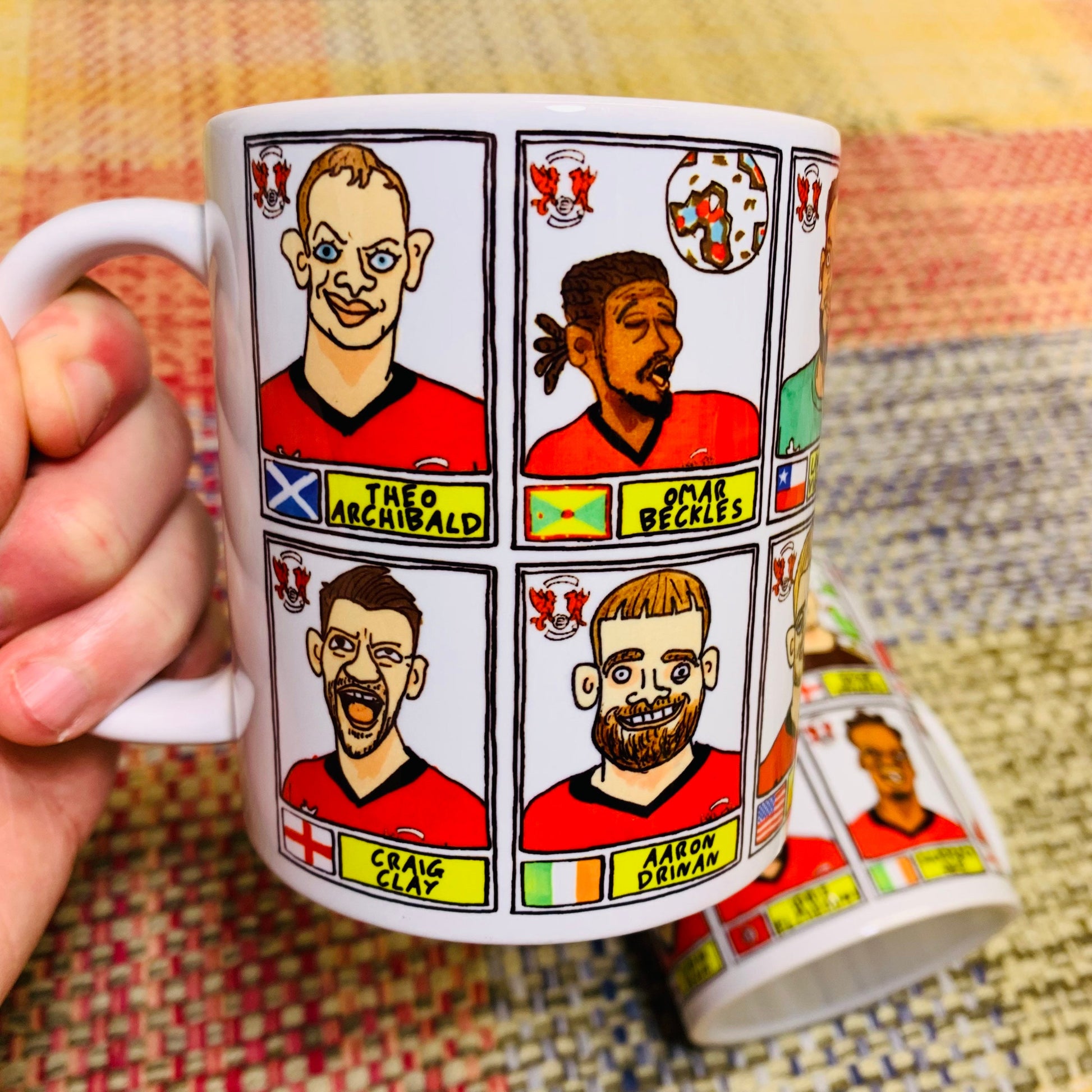 Leyton Orient Vol 2 No Score Draws Mug Set - Set of TWO 11oz Ceramic Mugs with Wonky Panini-style Doodles of LOFC's 22/23 Promotion Winners