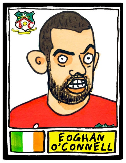 Wrexham Vol 2 - No Score Draws Red Dragons Edition - A3 print of 26 hand-drawn Panini-style Doodles of Wrexham's 22/23 Promotion Winners