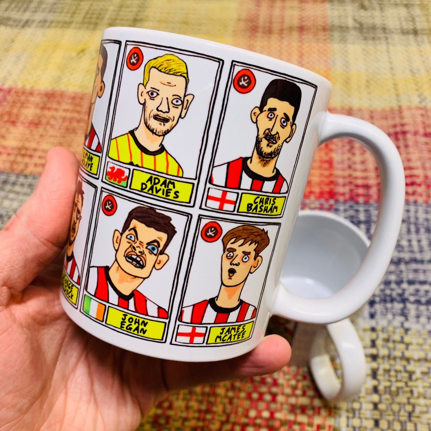 Sheffield United Vol 2 No Score Draws Mug Set - Set of TWO 11oz Ceramic Mugs with Wonky Panini-style Doodles of SUFC 22/23 Promotion Winners