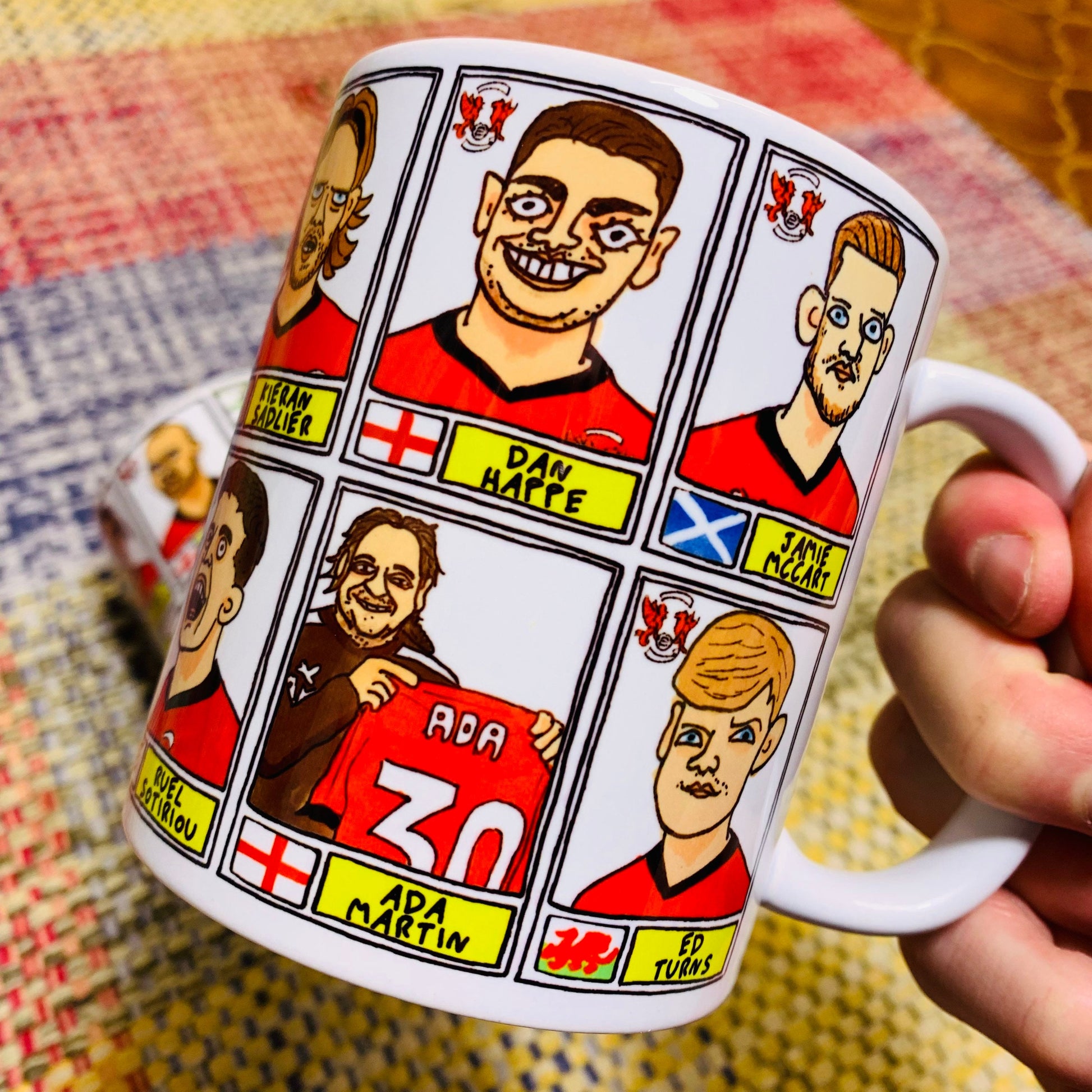 Leyton Orient Vol 2 No Score Draws Mug Set - Set of TWO 11oz Ceramic Mugs with Wonky Panini-style Doodles of LOFC's 22/23 Promotion Winners