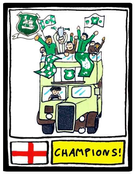 Plymouth Argyle Vol 2 - No Score Draws Pilgrims Going Up Edition - A3 print of 24 hand-drawn Panini-style Doodles of PAFC's League 1 Winners