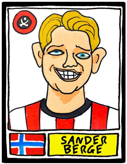 Sheffield United Vol 2 - No Score Draws Blades Going Up Edition - A3 print of 24 hand-drawn Panini Doodles of SUFC 22/23 Promotion Winners