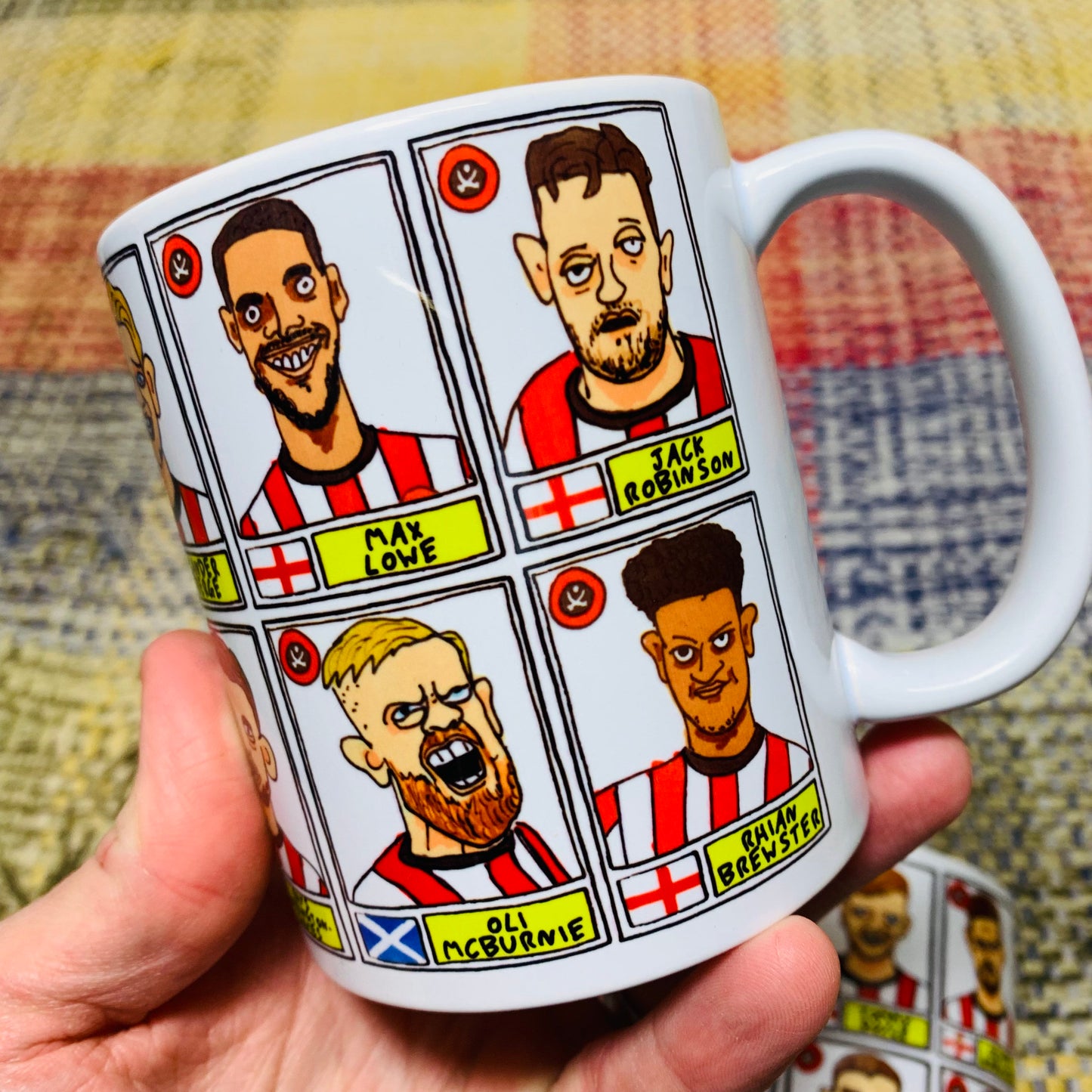 Sheffield United Vol 2 No Score Draws Mug Set - Set of TWO 11oz Ceramic Mugs with Wonky Panini-style Doodles of SUFC 22/23 Promotion Winners