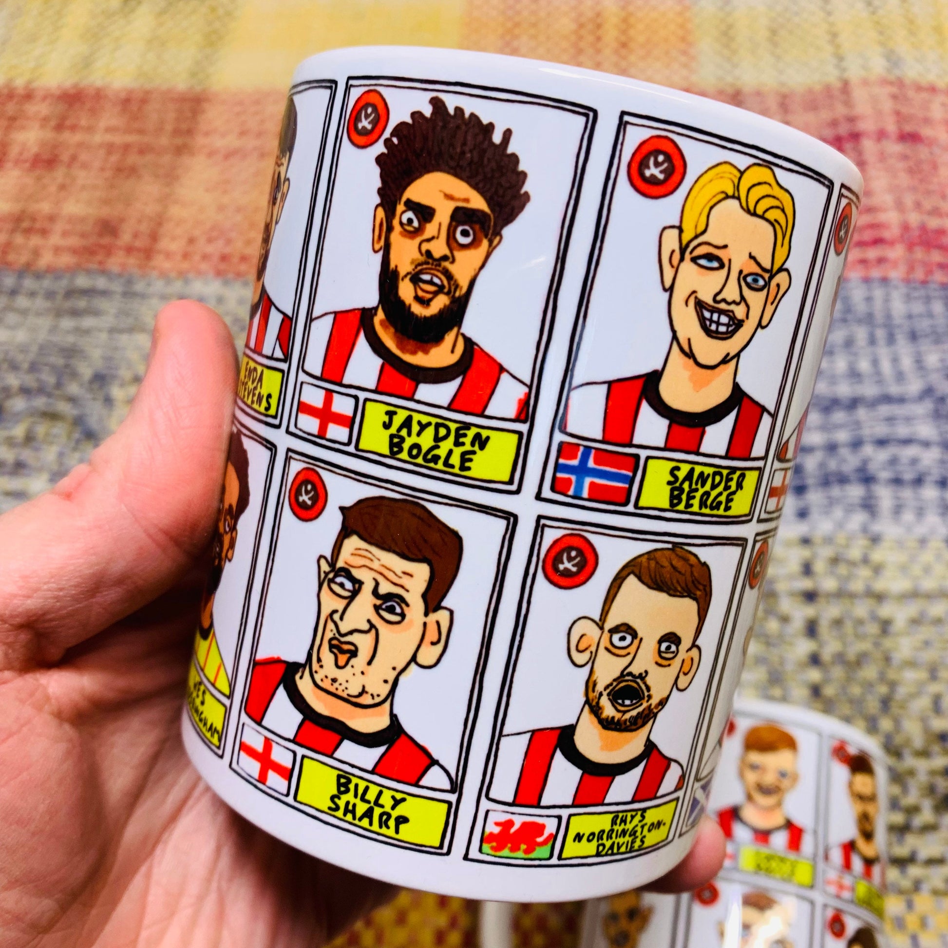 Sheffield United Vol 2 No Score Draws Mug Set - Set of TWO 11oz Ceramic Mugs with Wonky Panini-style Doodles of SUFC 22/23 Promotion Winners