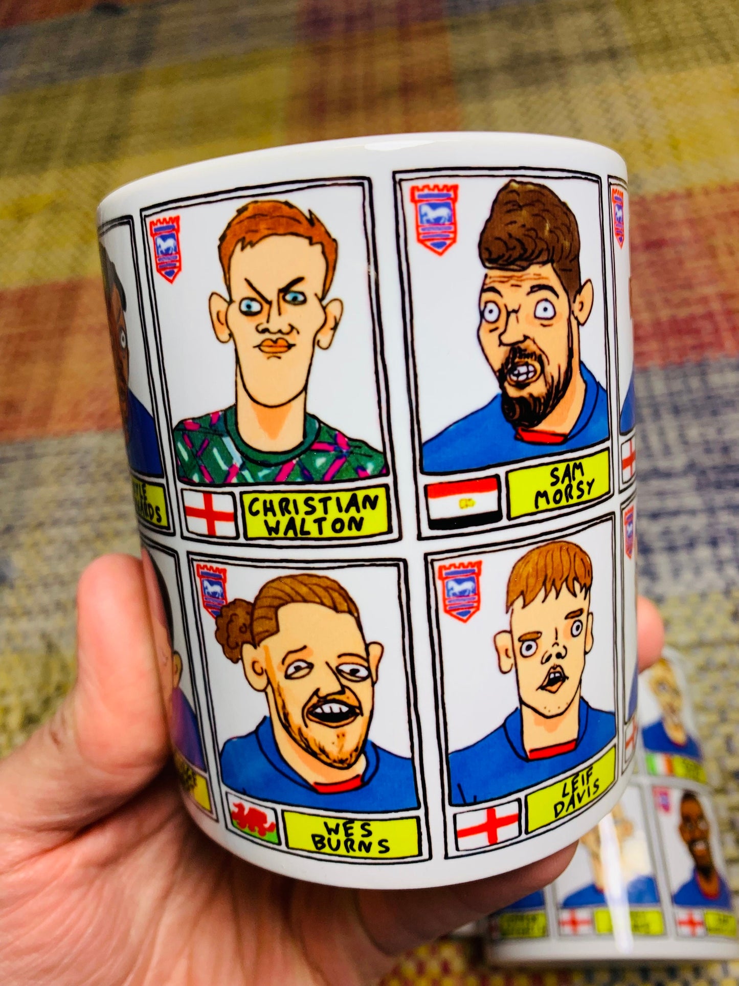 Ipswich Town Vol 2 No Score Draws Mug Set - Set of TWO 11oz Ceramic Mugs with Wonky Panini-style Doodles of ITFC's 22/23 Promotion Winners