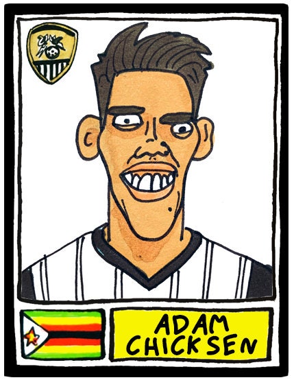 Notts County - No Score Draws Magpies Going Up Edition - A3 print of 24 hand-drawn Panini Doodles of NCFC's 22/23 Promotion Winners