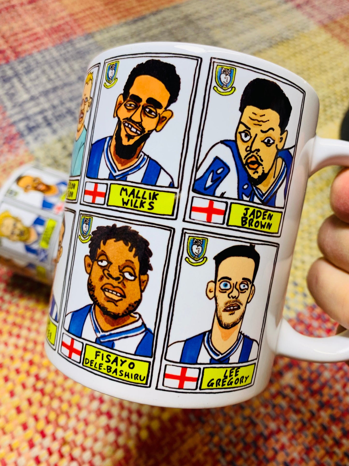 Sheffield Wednesday Vol 2 No Score Draws Mug Set - Set of TWO 11oz Ceramic Mugs with Wonky Paninified Doodles of SWFC 22/23 Playoff Winners