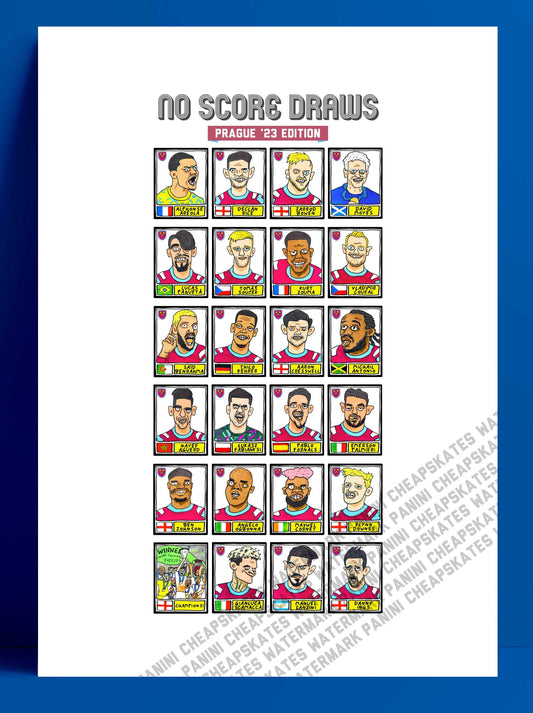 West Ham Vol 2 - No Score Draws Prague '23 Edition - A3 print of 24 hand-drawn Wonky Panini-Doodles Of WHU's 22-23 Conference League Winners