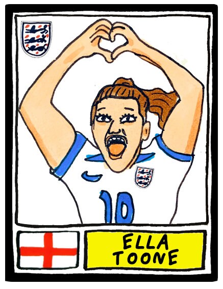 England Lionesses Vol 2 - No Score Draws Lionesses '23 Edition -A3 print of 24 wonky Panini-style doodles of England World Cup 2023 Squad