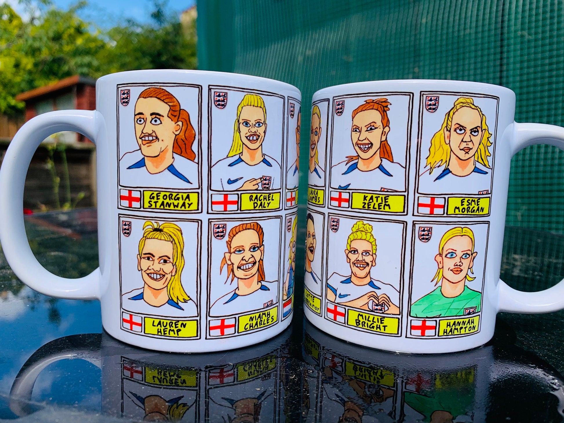 Lionesses Vol 2 England Women's No Score Draws Mug Set - Set of TWO 11oz Ceramic Mugs with Wonky Doodles of England's World Cup '23 Squad