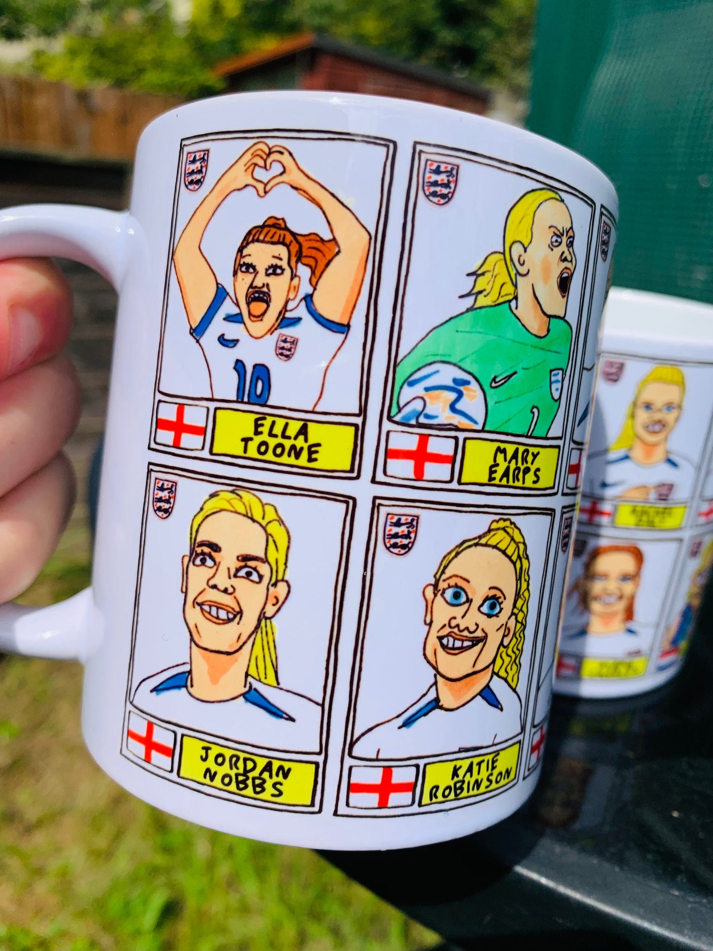 Lionesses Vol 2 England Women's No Score Draws Mug Set - Set of TWO 11oz Ceramic Mugs with Wonky Doodles of England's World Cup '23 Squad