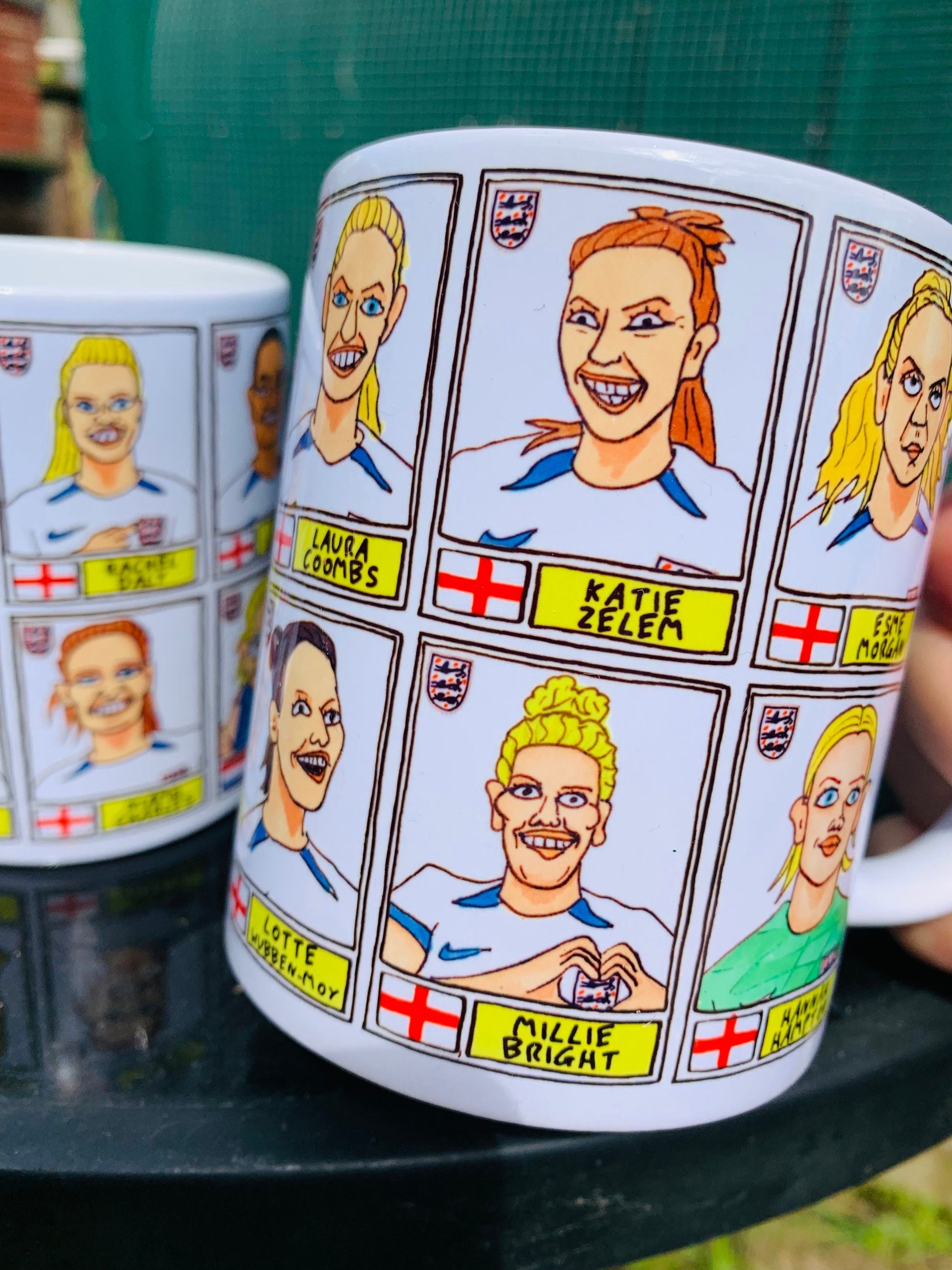 Lionesses Vol 2 England Women's No Score Draws Mug Set - Set of TWO 11oz Ceramic Mugs with Wonky Doodles of England's World Cup '23 Squad