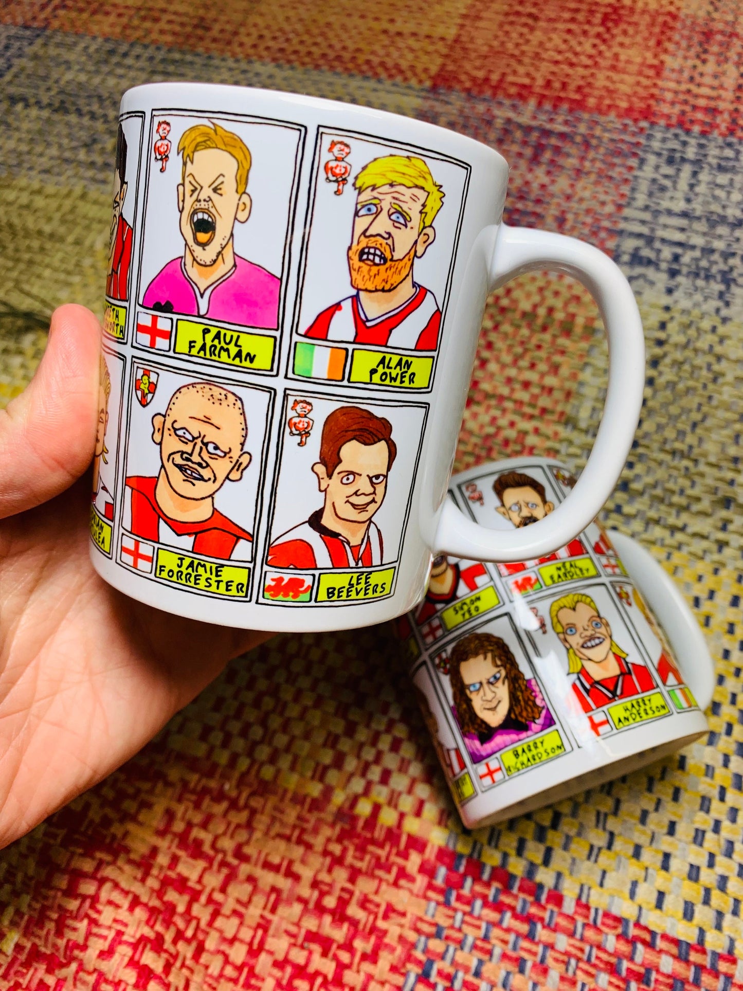 Lincoln City No Score Draws Mug Set - Set of TWO 11oz Ceramic Mugs with Wonky Panini sticker-style No Score Draws Doodles of 24 Imps icons