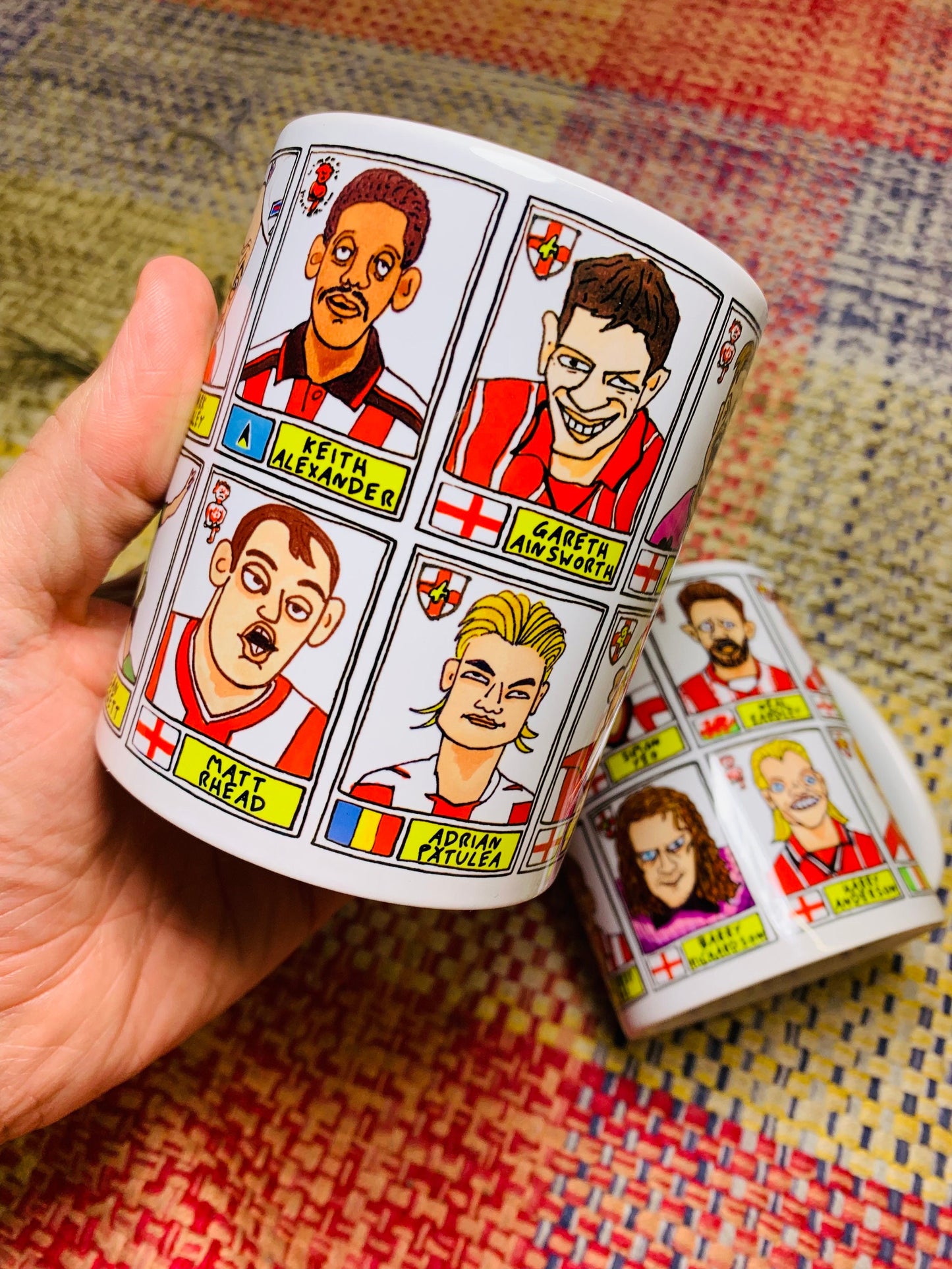 Lincoln City No Score Draws Mug Set - Set of TWO 11oz Ceramic Mugs with Wonky Panini sticker-style No Score Draws Doodles of 24 Imps icons