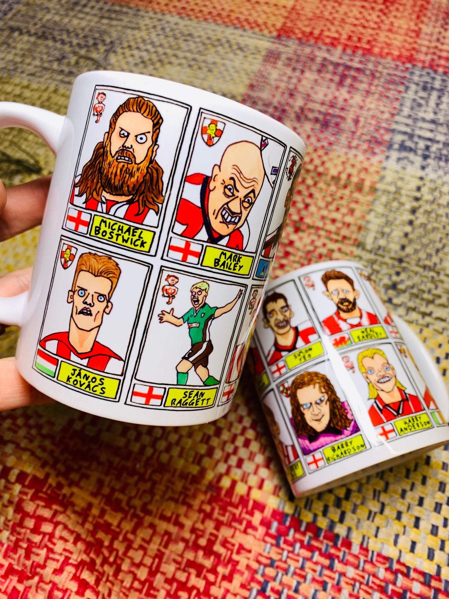 Lincoln City No Score Draws Mug Set - Set of TWO 11oz Ceramic Mugs with Wonky Panini sticker-style No Score Draws Doodles of 24 Imps icons