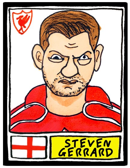 Liverpool Vol 4 - No Score Draws Kop Edition - A3 print of 36 Wonky hand-drawn Panini-style Doodles of Various Liverpool LFC Reds Legends