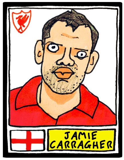 Liverpool Vol 4 - No Score Draws Kop Edition - A3 print of 36 Wonky hand-drawn Panini-style Doodles of Various Liverpool LFC Reds Legends