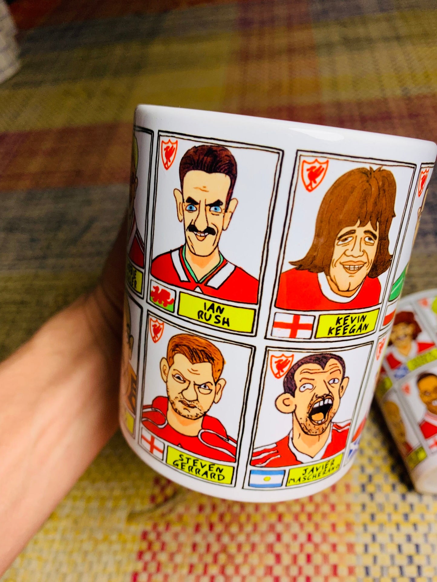 Liverpool Vol 4 No Score Draws Mug Set - Set of TWO 11oz Ceramic Mugs with Wonky Panini sticker-style Doodles Of Various LFC Legends & Icons