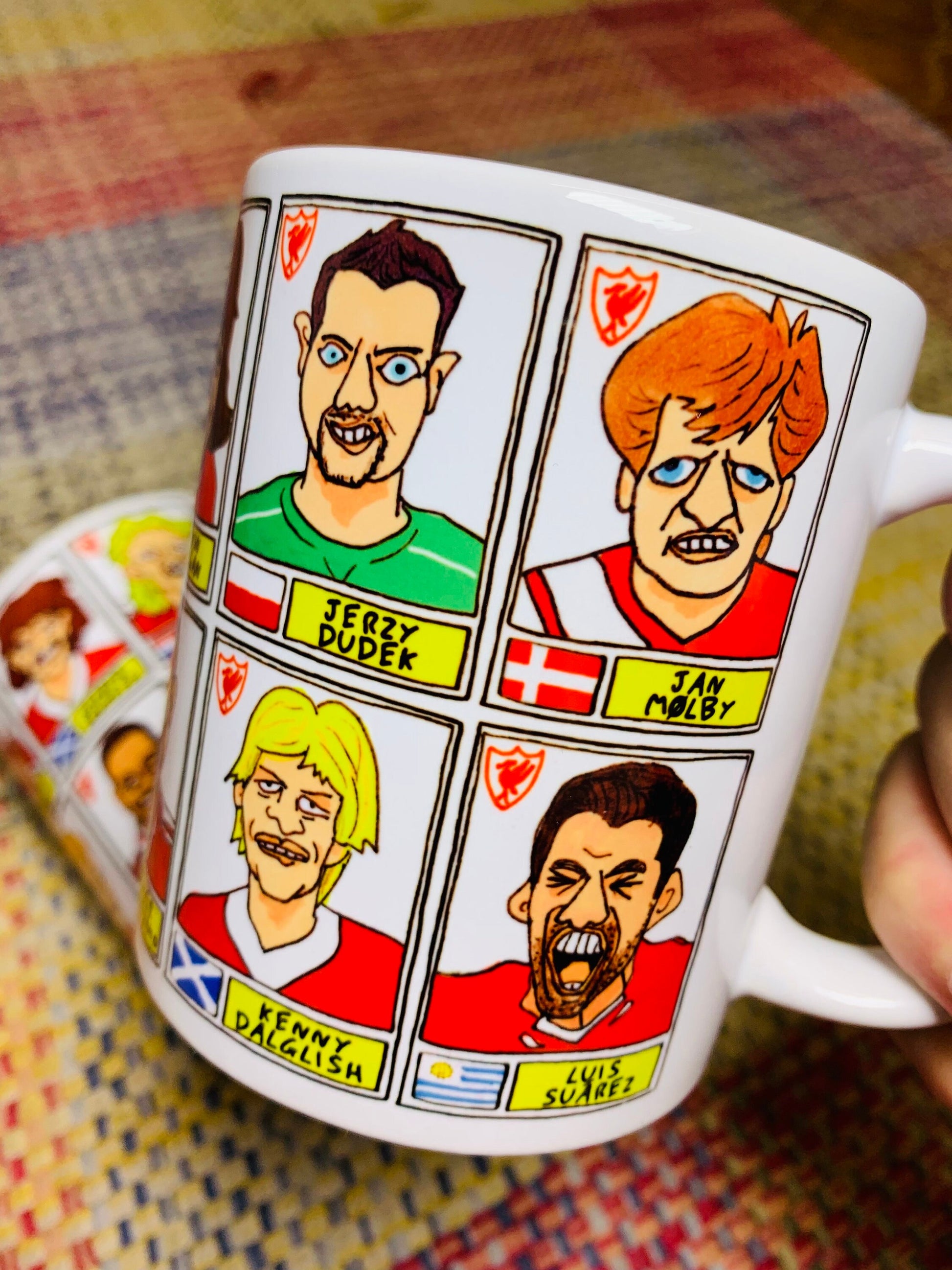 Liverpool Vol 4 No Score Draws Mug Set - Set of TWO 11oz Ceramic Mugs with Wonky Panini sticker-style Doodles Of Various LFC Legends & Icons