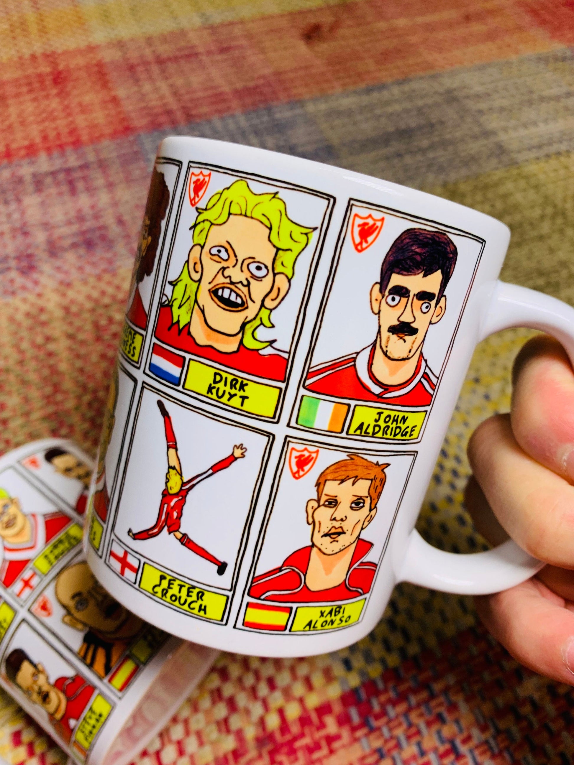 Liverpool Vol 4 No Score Draws Mug Set - Set of TWO 11oz Ceramic Mugs with Wonky Panini sticker-style Doodles Of Various LFC Legends & Icons