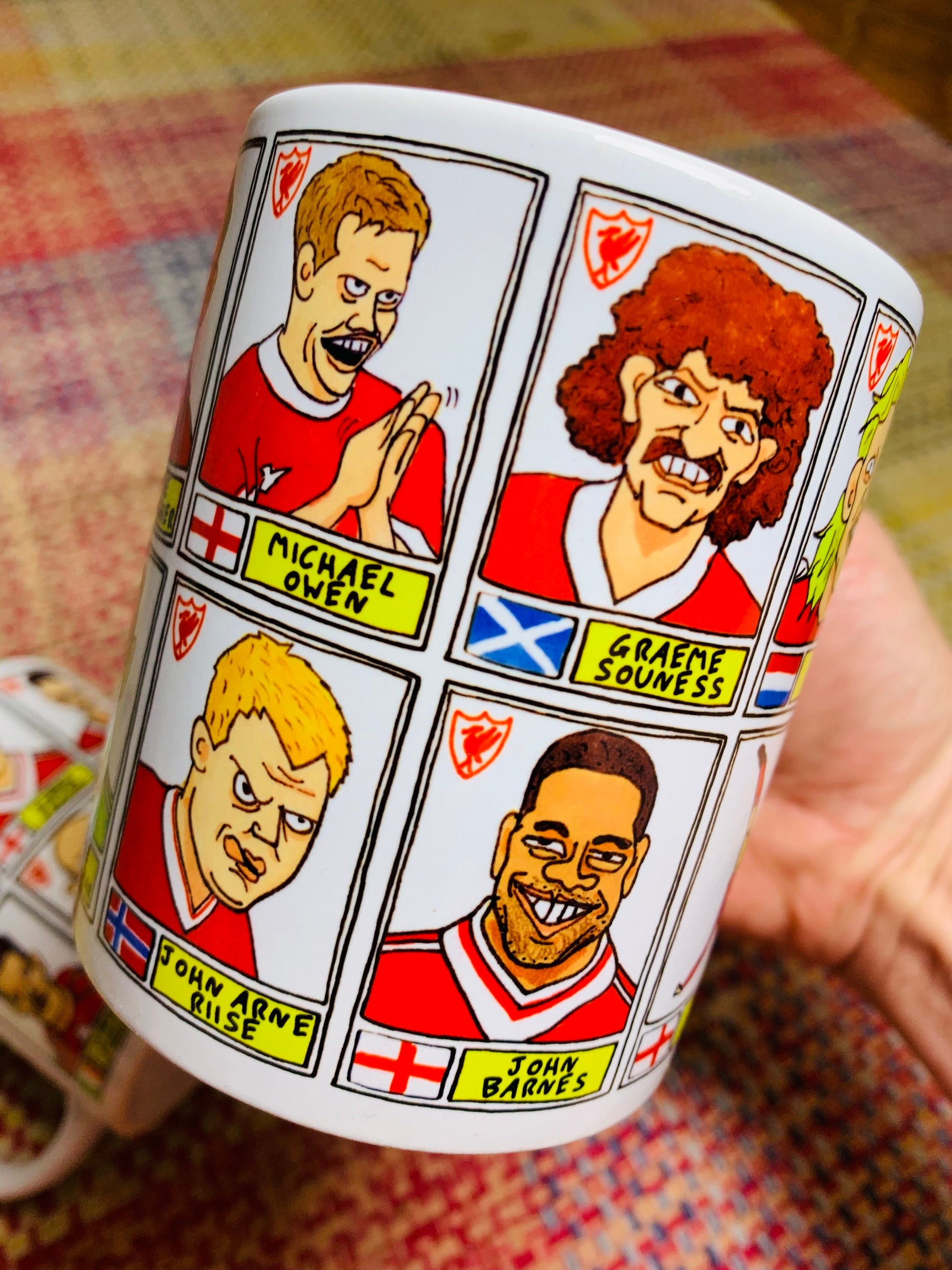 Liverpool Vol 4 No Score Draws Mug Set - Set of TWO 11oz Ceramic Mugs with Wonky Panini sticker-style Doodles Of Various LFC Legends & Icons