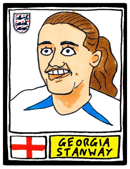 England Lionesses Vol 2 - No Score Draws Lionesses '23 Edition -A3 print of 24 wonky Panini-style doodles of England World Cup 2023 Squad