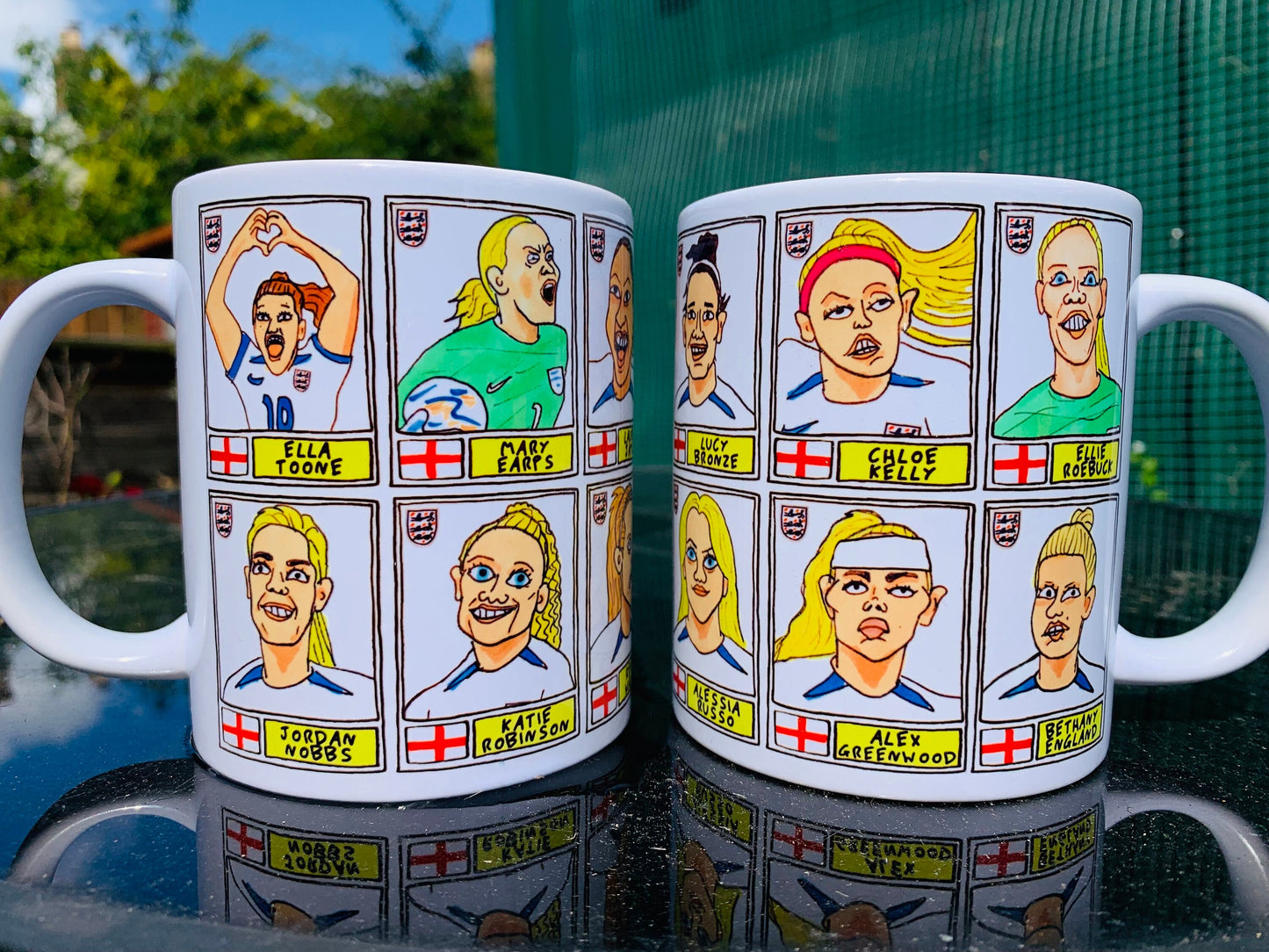 Lionesses Vol 2 England Women's No Score Draws Mug Set - Set of TWO 11oz Ceramic Mugs with Wonky Doodles of England's World Cup '23 Squad