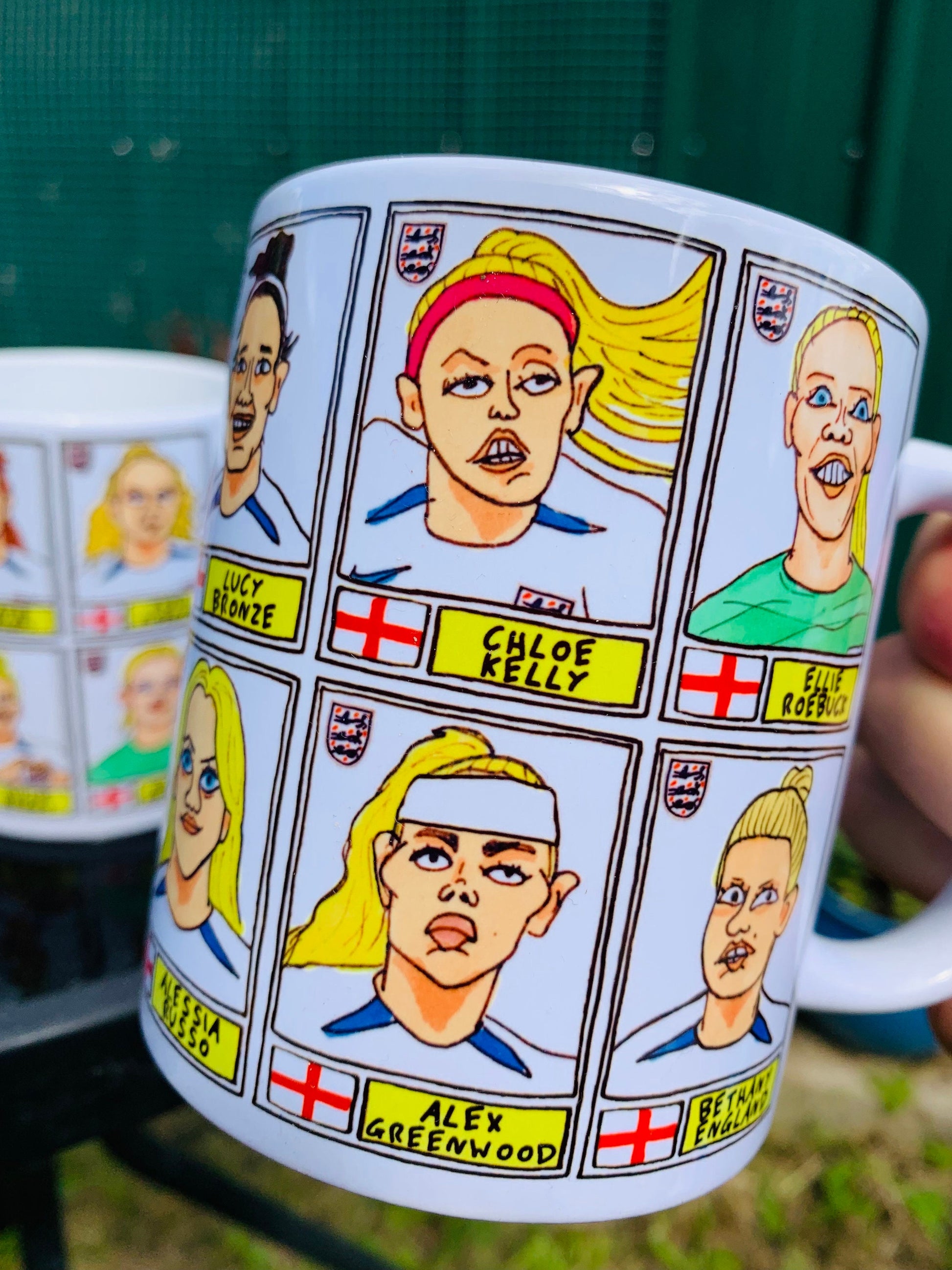 Lionesses Vol 2 England Women's No Score Draws Mug Set - Set of TWO 11oz Ceramic Mugs with Wonky Doodles of England's World Cup '23 Squad