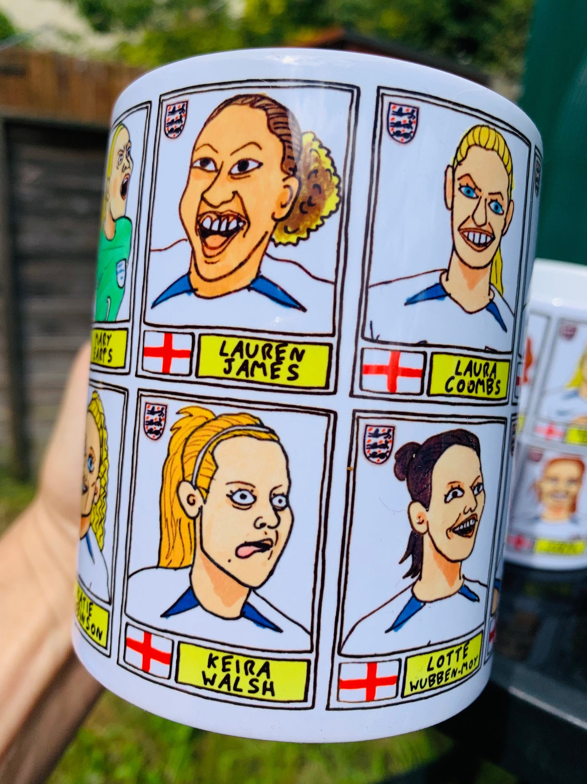 Lionesses Vol 2 England Women's No Score Draws Mug Set - Set of TWO 11oz Ceramic Mugs with Wonky Doodles of England's World Cup '23 Squad