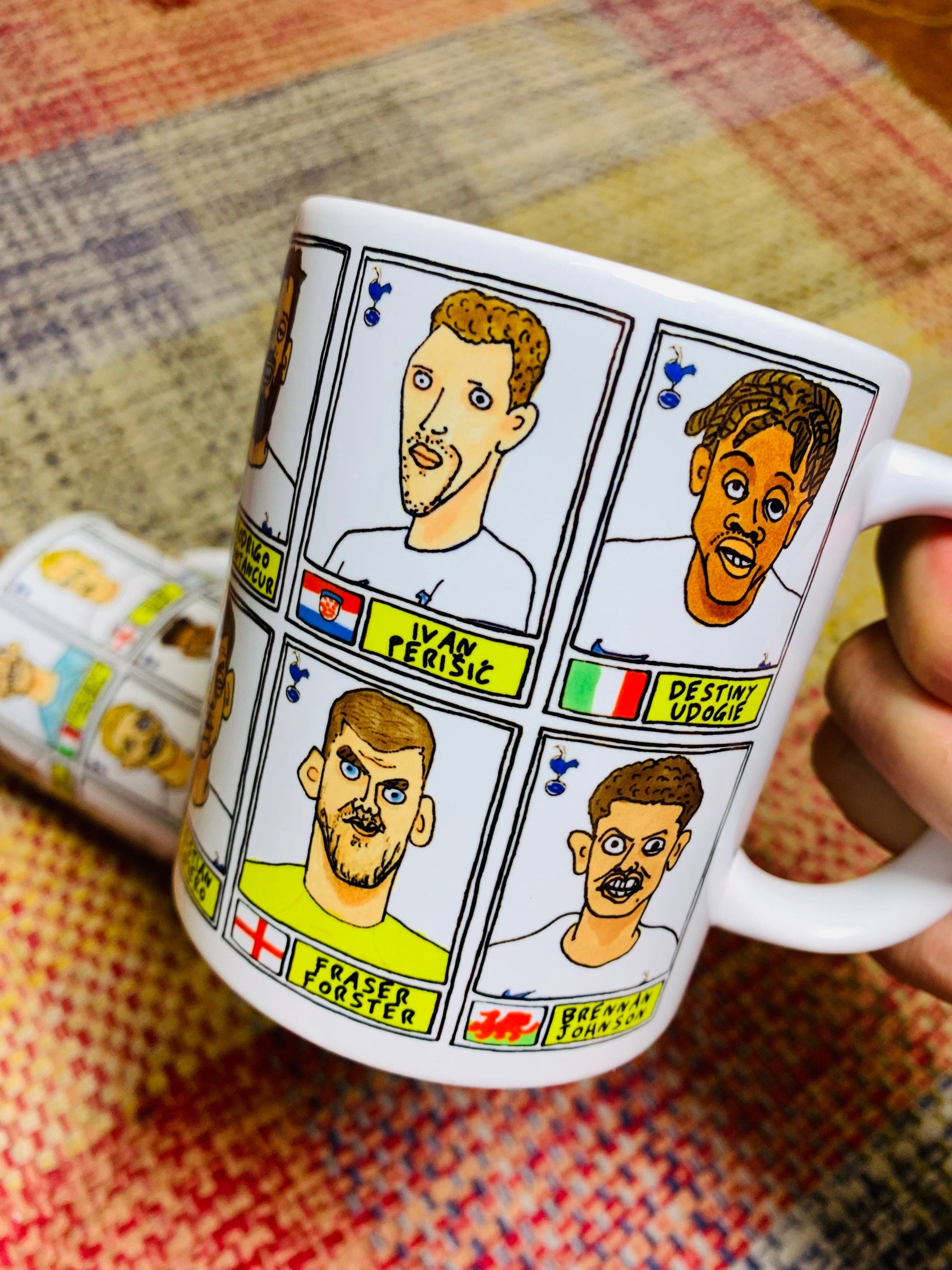 Spurs Volume 3 No Score Draws Mug Set - Set of TWO 11oz Ceramic Mugs with Wonky Panini sticker-style THFC Angeball No Score Draws Doodles