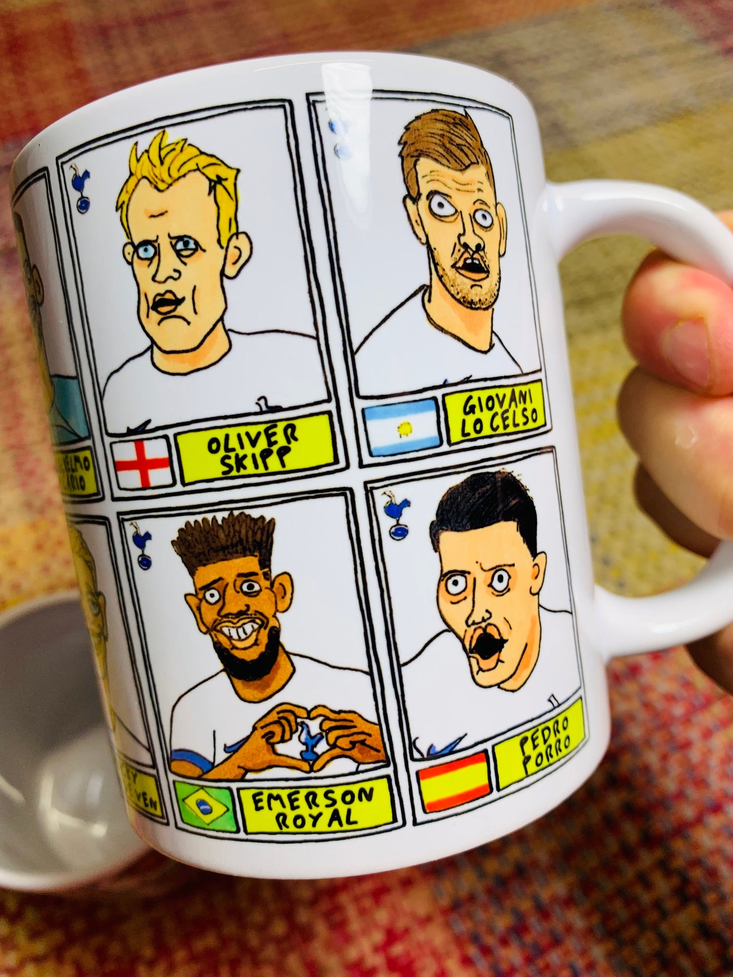 Spurs Volume 3 No Score Draws Mug Set - Set of TWO 11oz Ceramic Mugs with Wonky Panini sticker-style THFC Angeball No Score Draws Doodles