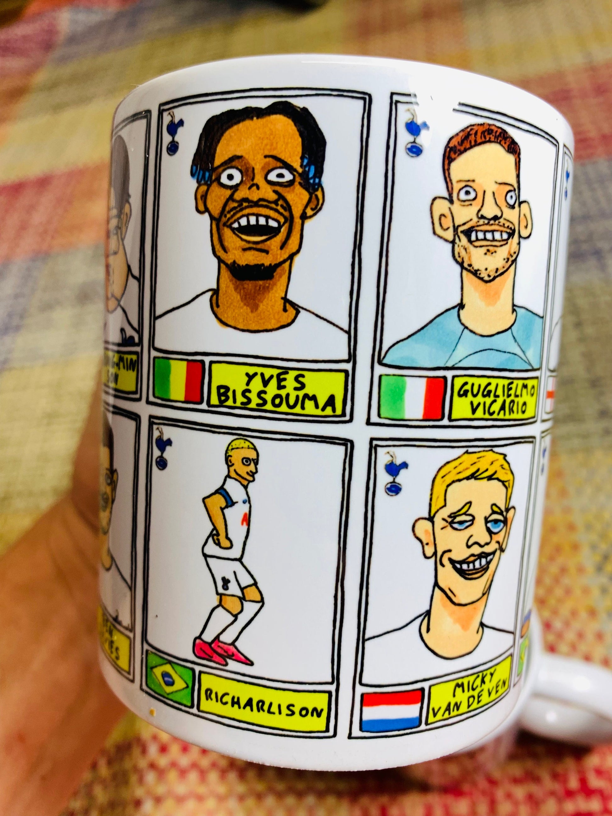 Spurs Volume 3 No Score Draws Mug Set - Set of TWO 11oz Ceramic Mugs with Wonky Panini sticker-style THFC Angeball No Score Draws Doodles