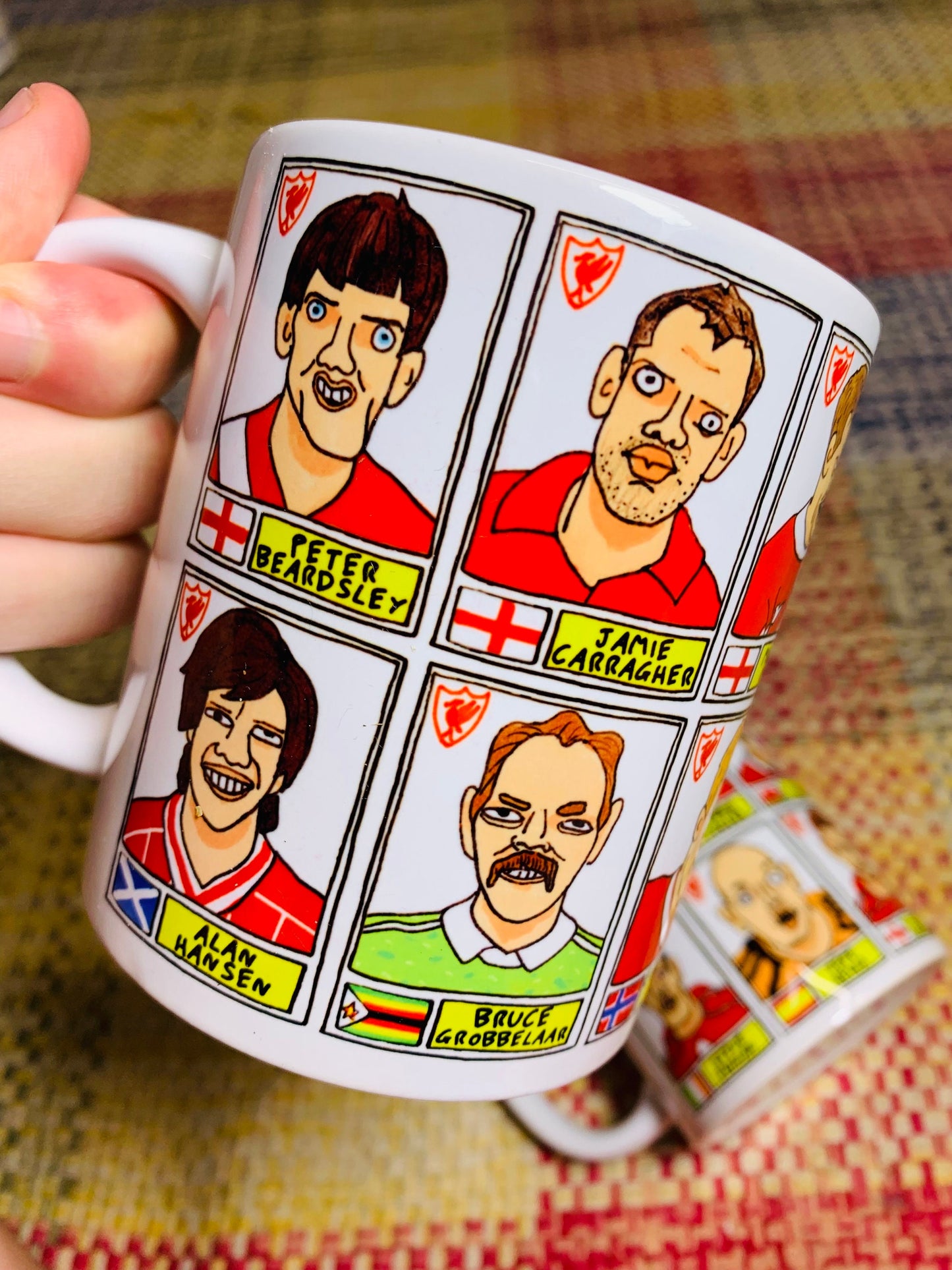 Liverpool Vol 4 No Score Draws Mug Set - Set of TWO 11oz Ceramic Mugs with Wonky Panini sticker-style Doodles Of Various LFC Legends & Icons