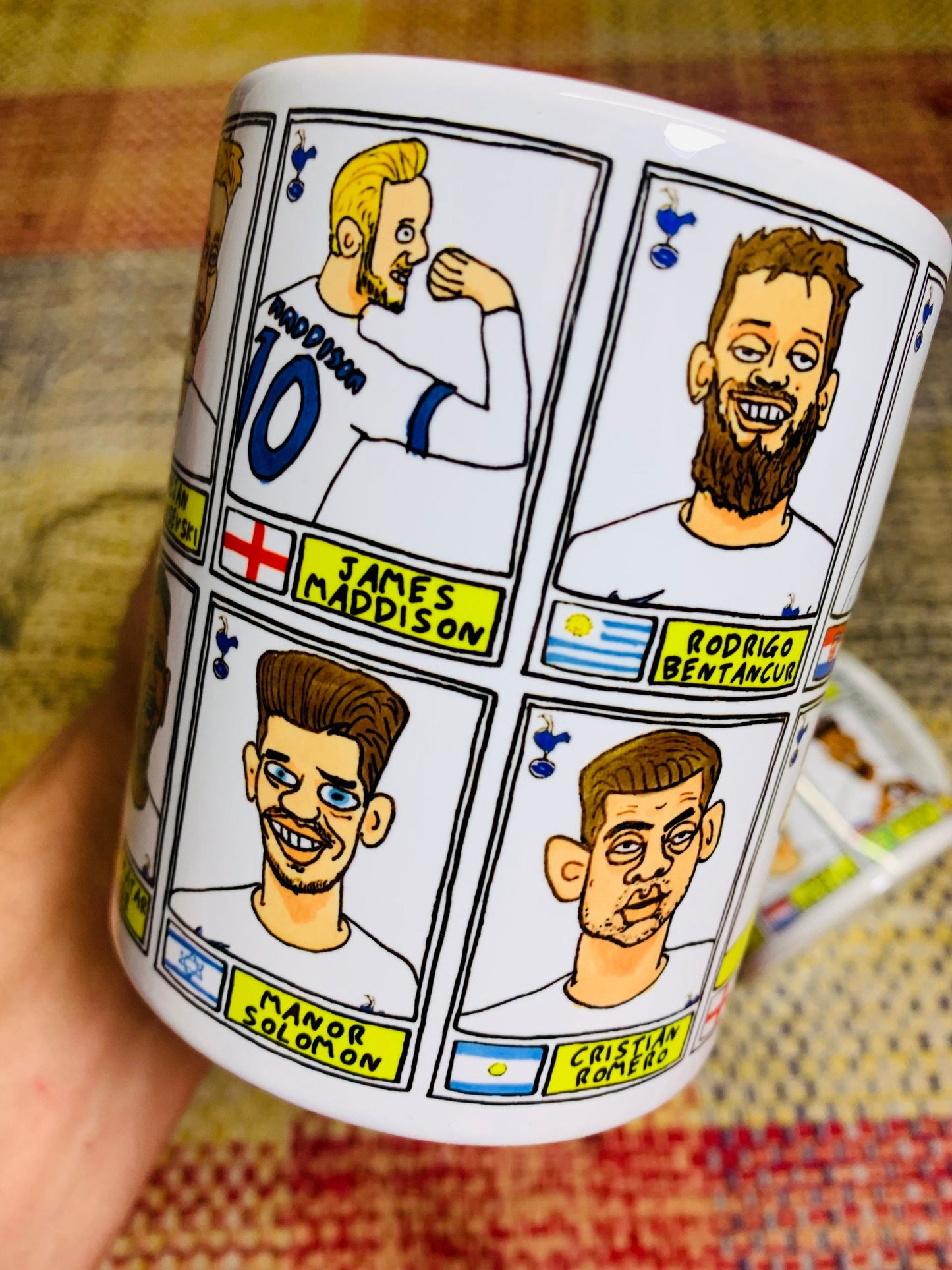 Spurs Volume 3 No Score Draws Mug Set - Set of TWO 11oz Ceramic Mugs with Wonky Panini sticker-style THFC Angeball No Score Draws Doodles