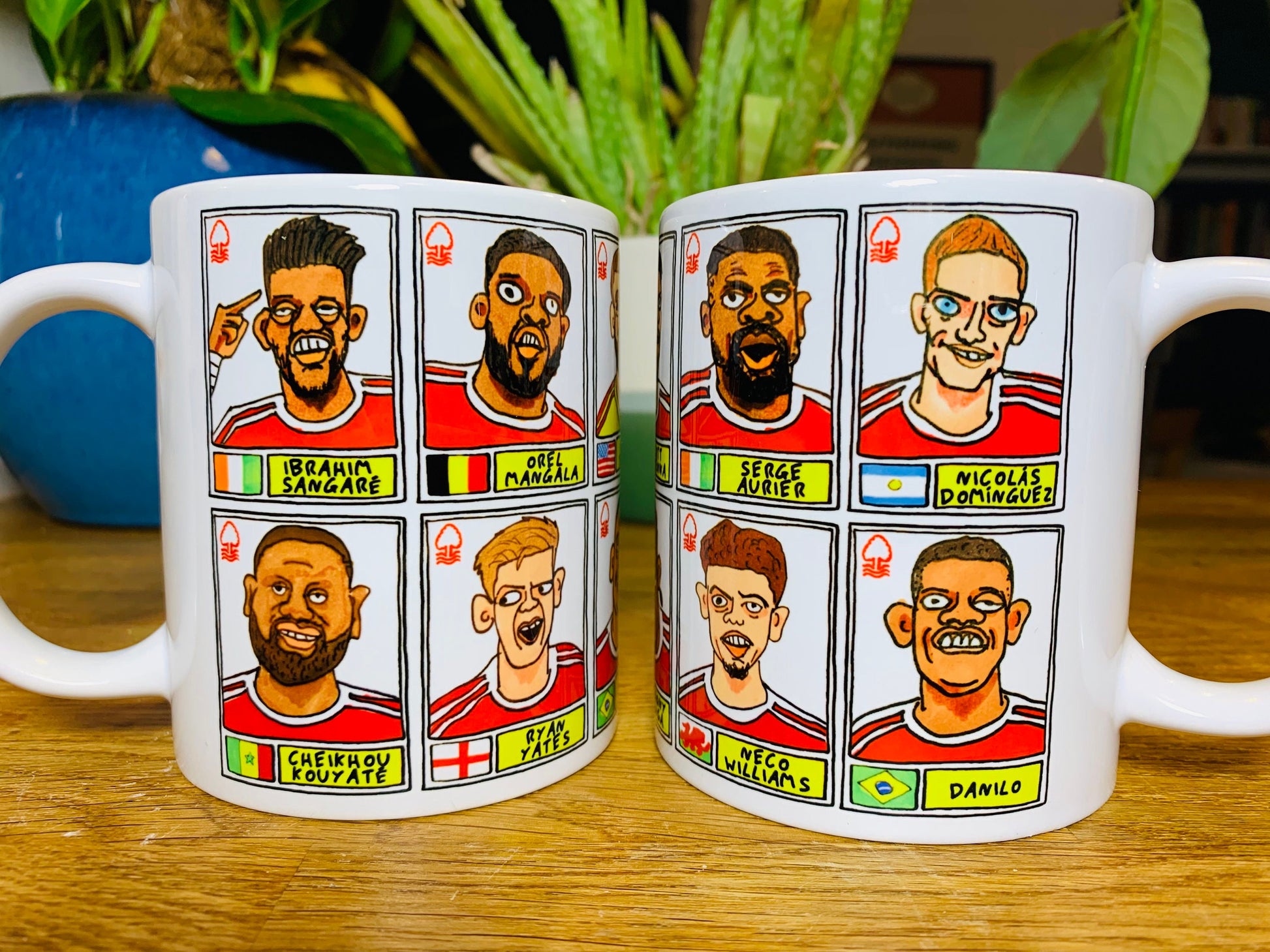 Nottingham Forest Vol 4 No Score Draws Mug Set - Set of TWO 11oz Ceramic Mugs with Wonky Panini-doodles of NFFC's 23/24 Premier League Squad