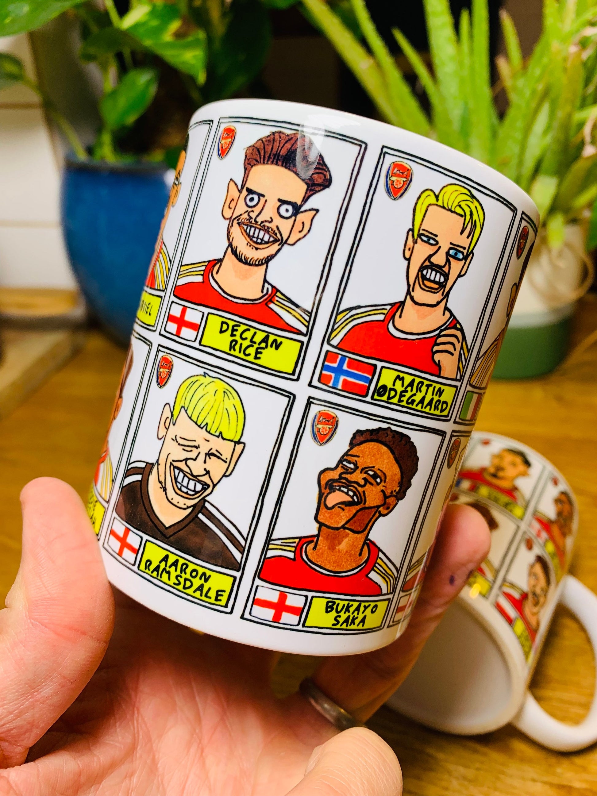 Arsenal Vol 3 No Score Draws Mug Set - Set of TWO 11oz Ceramic Mugs with Wonky Panini-doodles of AFC's 23/24 Premier League Squad Gunners