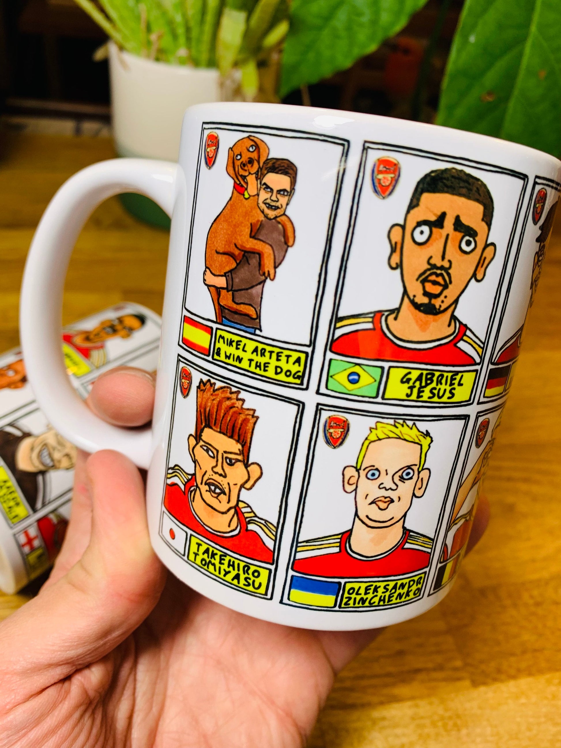 Arsenal Vol 3 No Score Draws Mug Set - Set of TWO 11oz Ceramic Mugs with Wonky Panini-doodles of AFC's 23/24 Premier League Squad Gunners