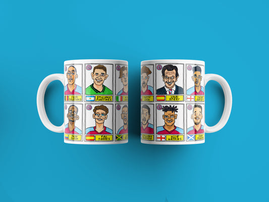 Aston Villa Volume 2 No Score Draws Mug Set - Set of TWO 11oz Ceramic Mugs with Wonky Panini sticker-style AVFC Villains Football Doodles