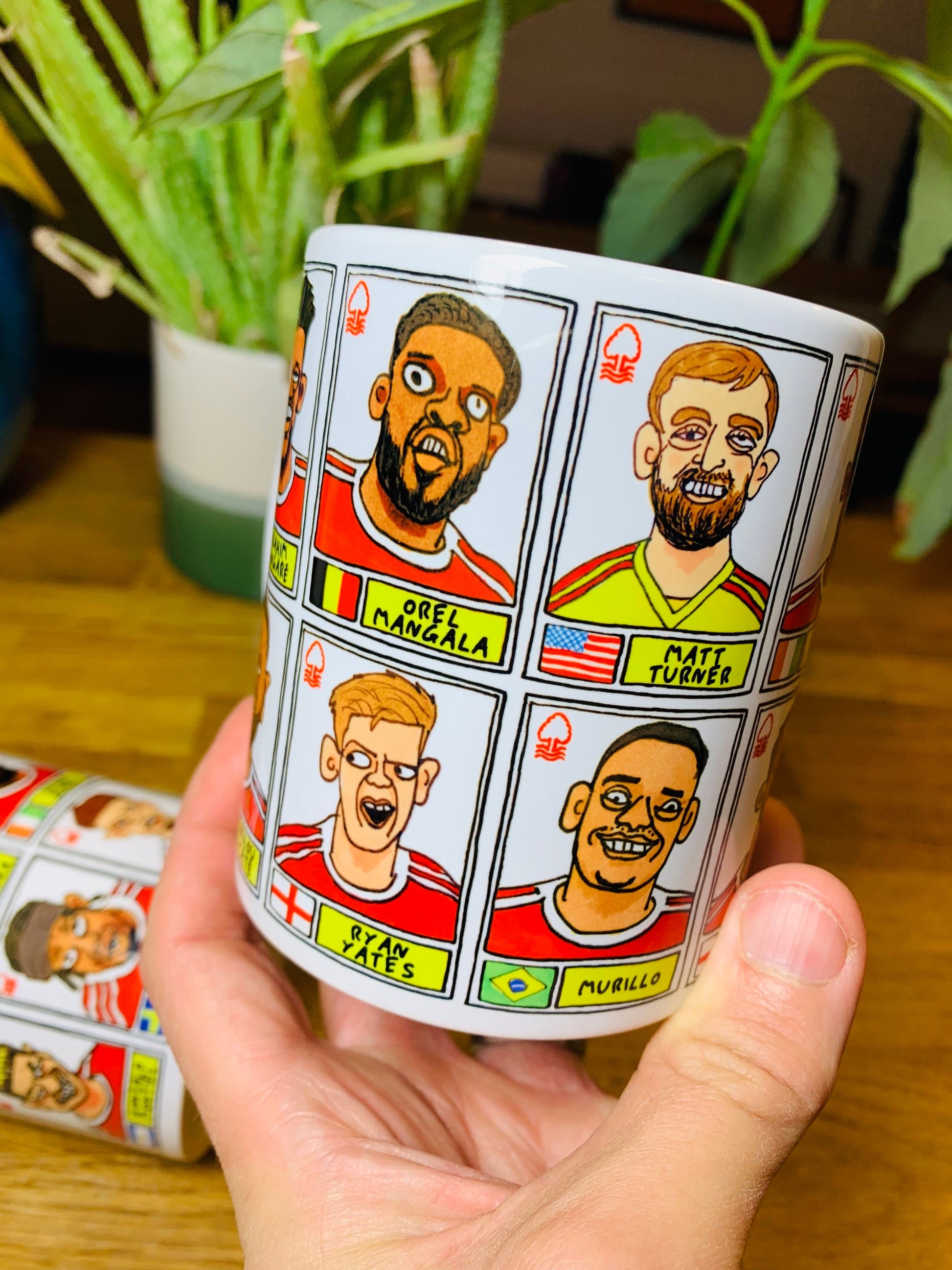 Nottingham Forest Vol 4 No Score Draws Mug Set - Set of TWO 11oz Ceramic Mugs with Wonky Panini-doodles of NFFC's 23/24 Premier League Squad