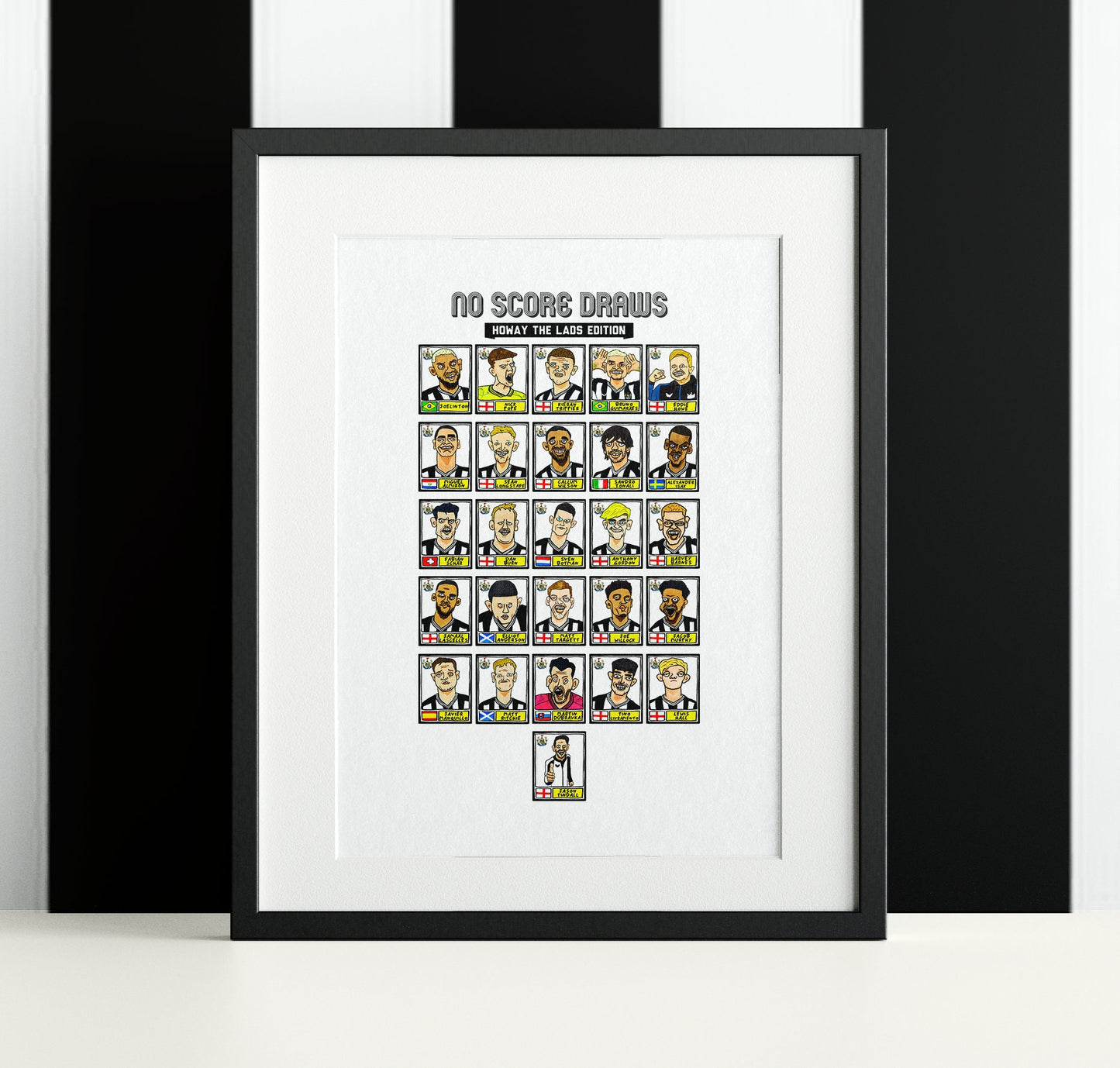 Newcastle United Vol 2 - No Score Draws Howay The Lads Edition - A3 print of 26 hand-drawn wonky doodles of NUFC's 22/23 Top Four Magpies