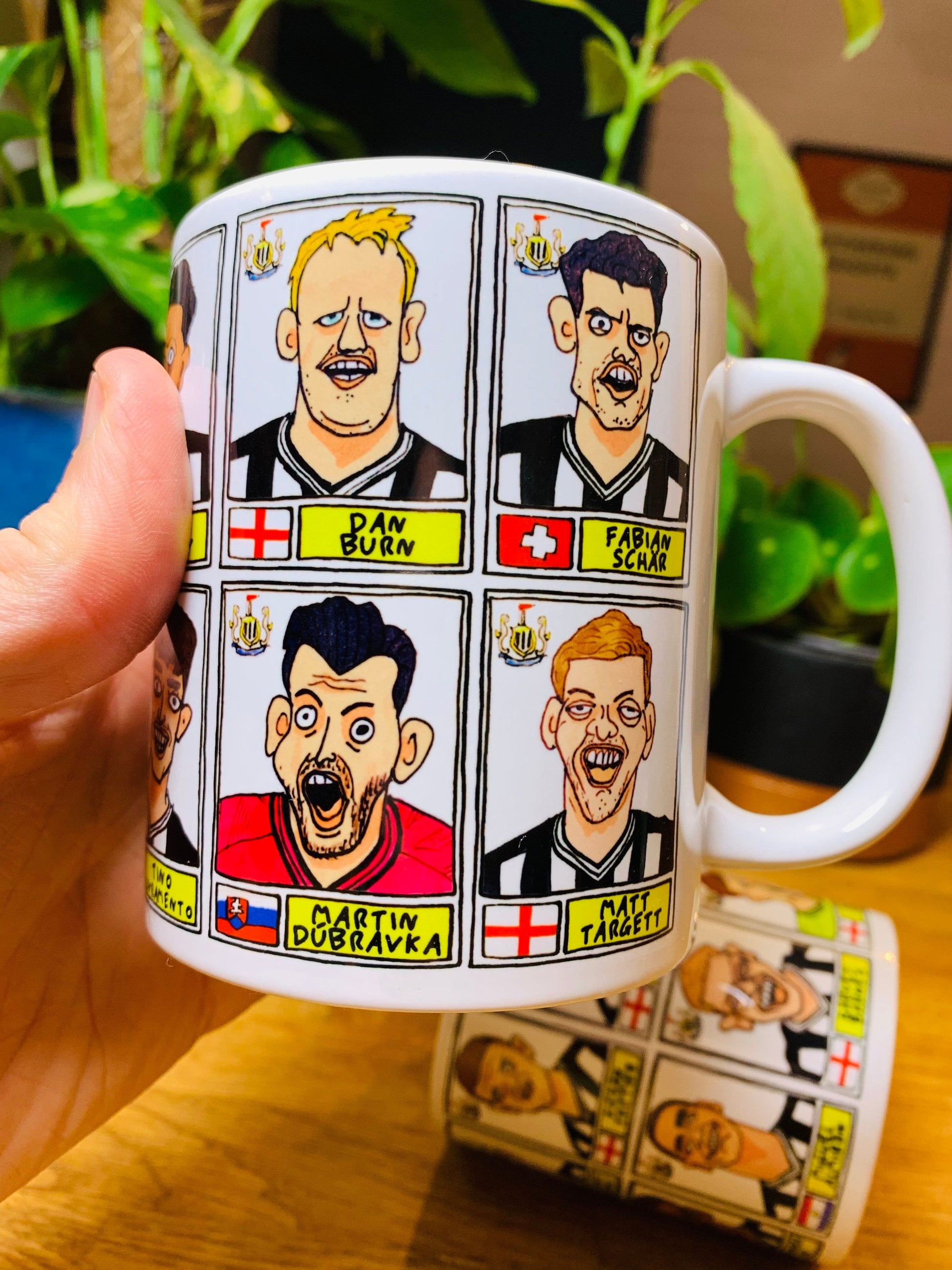 Newcastle Volume 2 No Score Draws Mug Set - Set of TWO 11oz Ceramic Mugs with Wonky Panini-style Doodles of the Magpies' 22/23 Squad