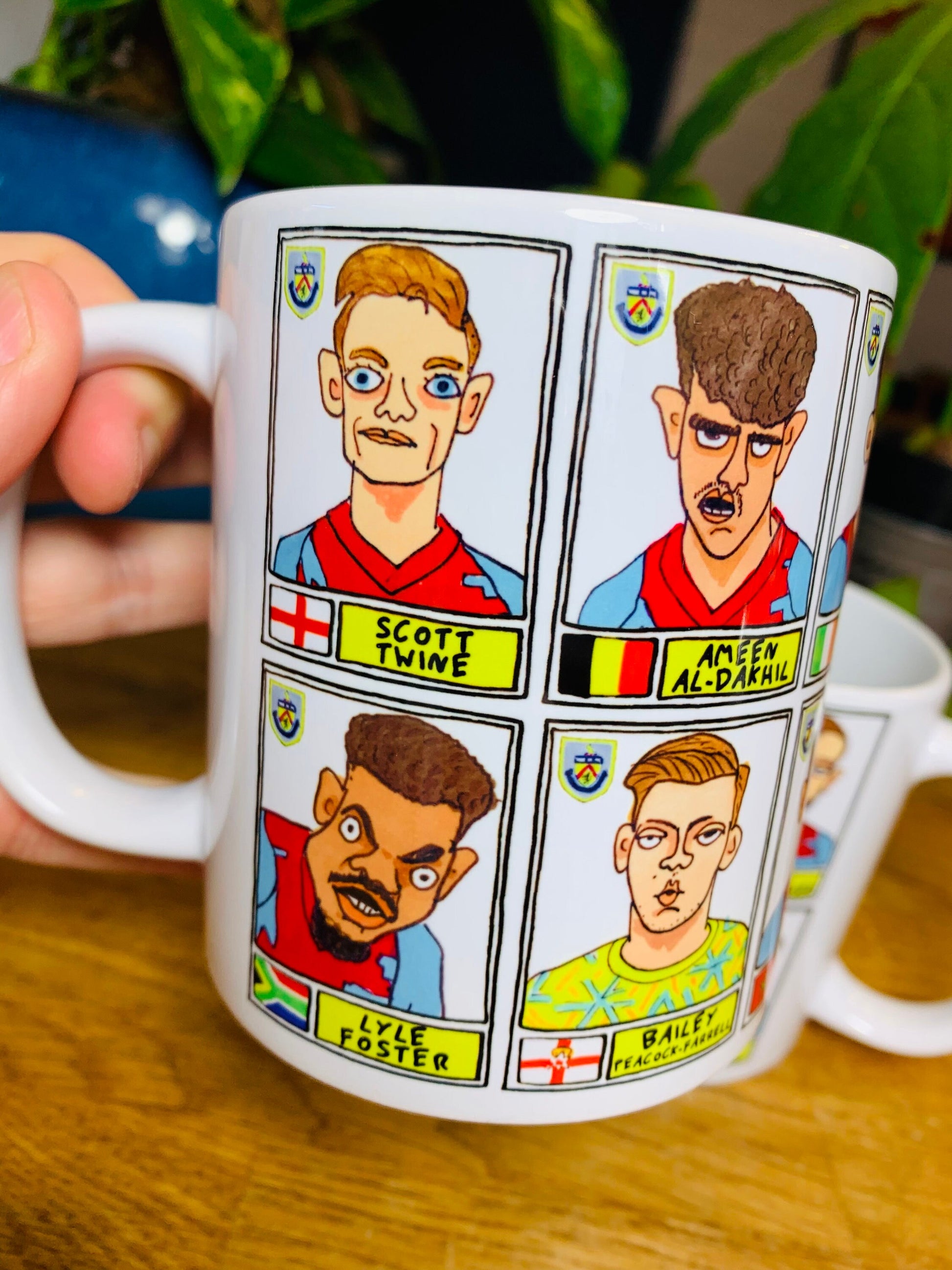 Burnley Vol 2 No Score Draws Mug Set - Set of 2 11oz Ceramic Mugs with Wonky Panini-doodles of Kompany's 22-23 Clarets Promotion Winners