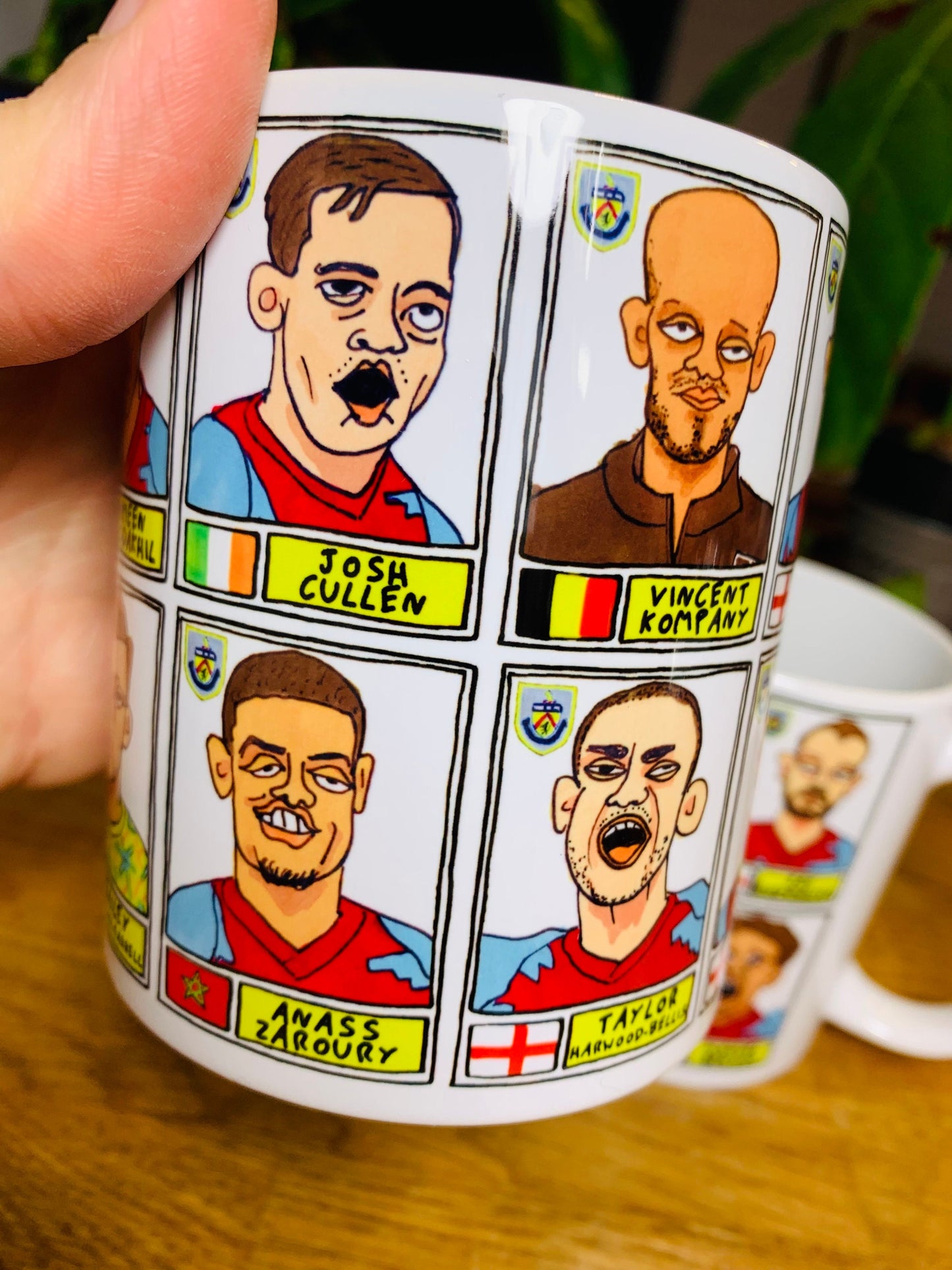 Burnley Vol 2 No Score Draws Mug Set - Set of 2 11oz Ceramic Mugs with Wonky Panini-doodles of Kompany's 22-23 Clarets Promotion Winners