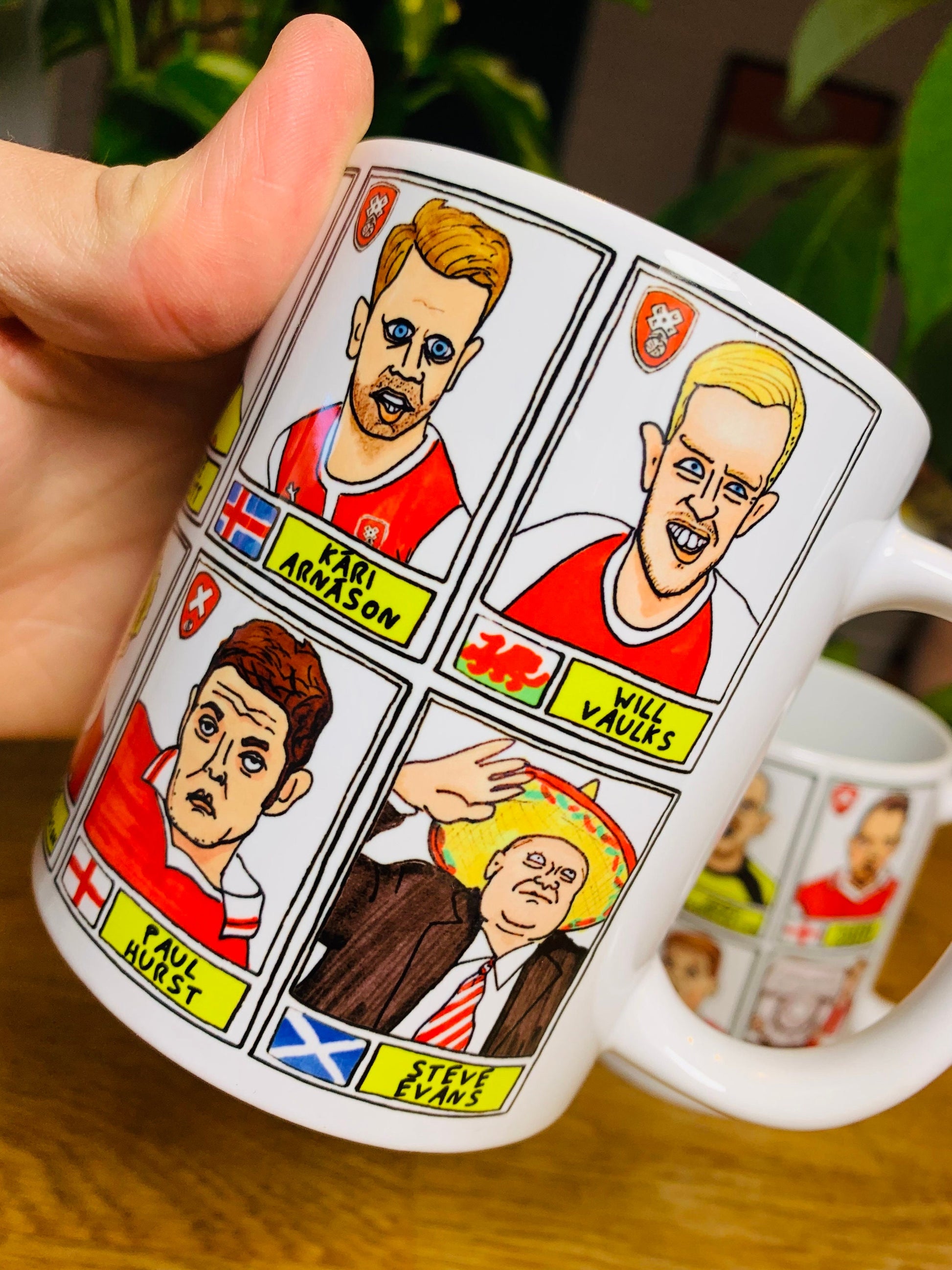 Rotherham United No Score Draws Mug Set - Set of TWO 11oz Ceramic Mugs with Wonky Panini sticker-style RUFC Millers No Score Draws Doodles