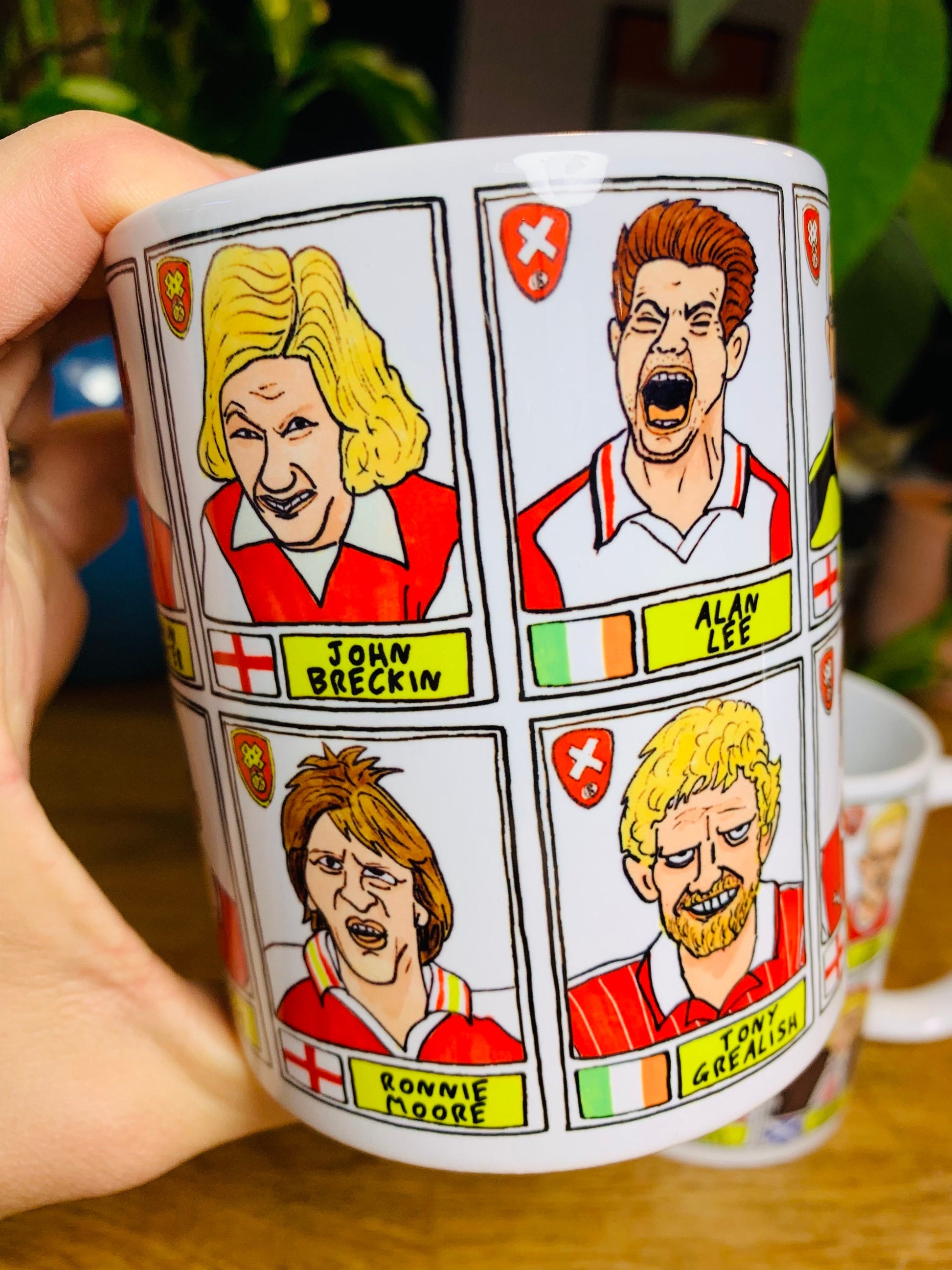 Rotherham United No Score Draws Mug Set - Set of TWO 11oz Ceramic Mugs with Wonky Panini sticker-style RUFC Millers No Score Draws Doodles