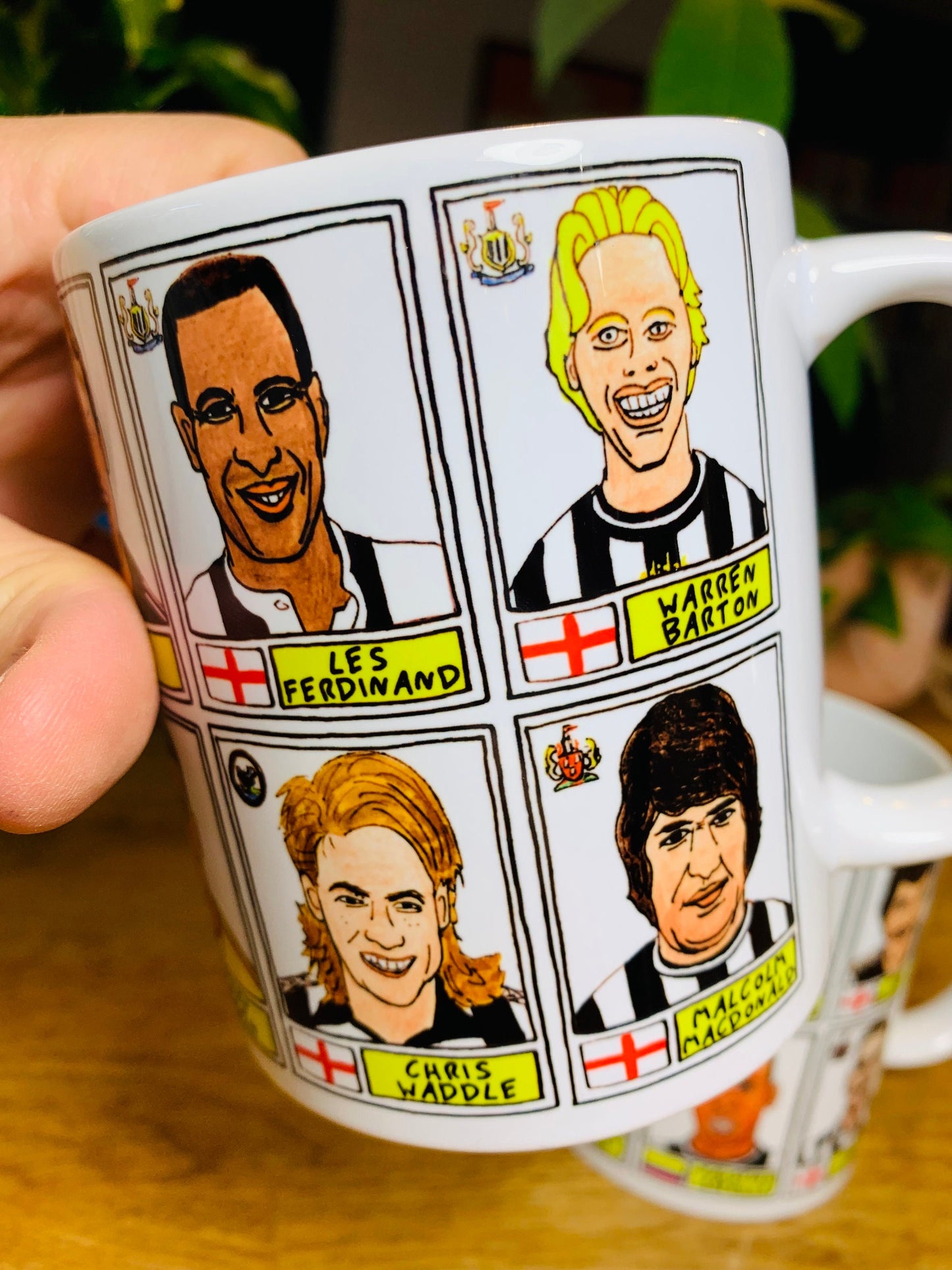 Newcastle United No Score Draws Mug Set - Set of TWO 11oz Ceramic Mugs with Wonky Panini sticker-style No Score Draws Doodles of NUFC icons