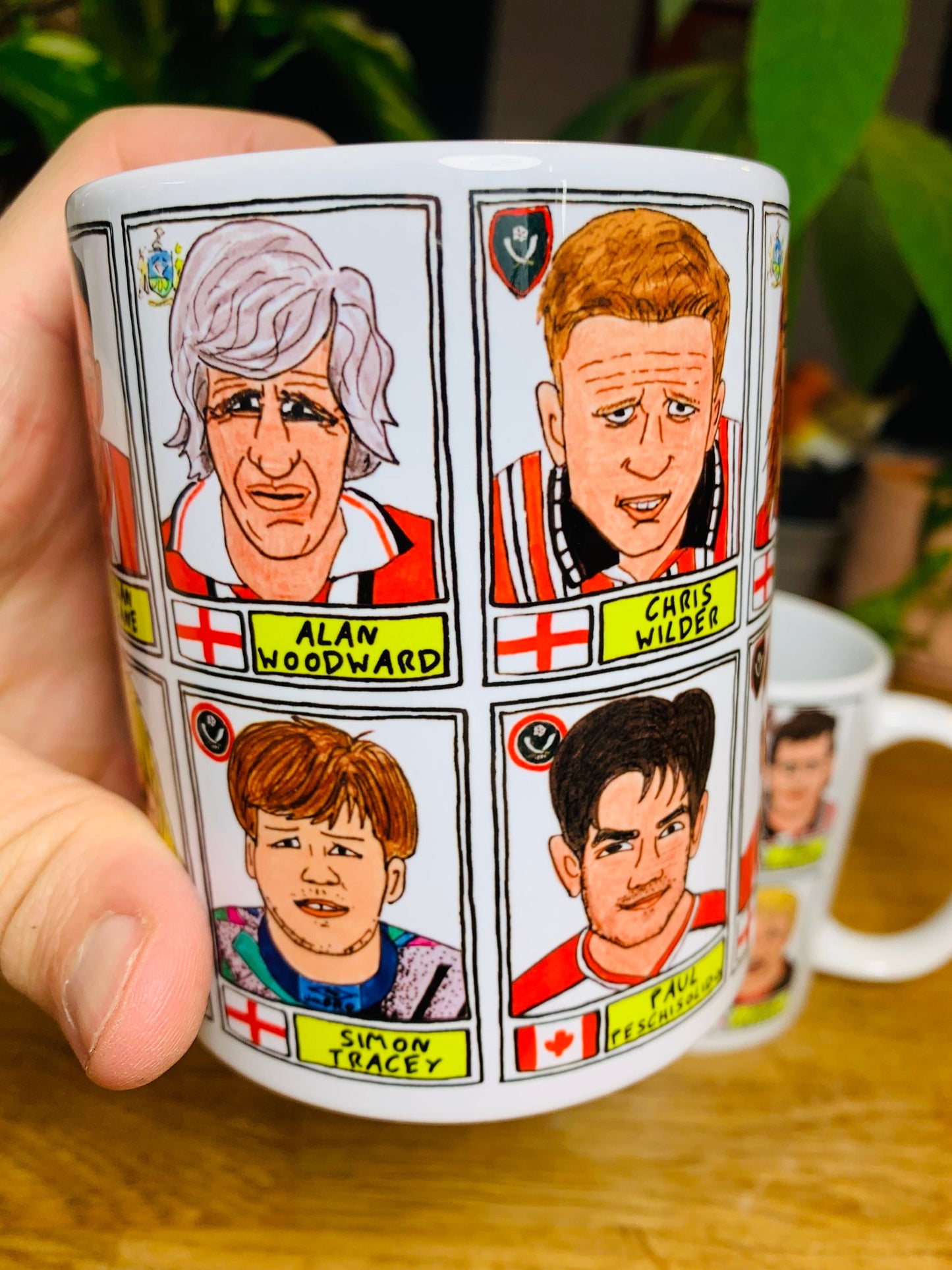 Sheffield United No Score Draws Mug Set - Set of TWO 11oz Ceramic Mugs with Wonky Panini sticker-style Blades SUFC No Score Draws Doodles