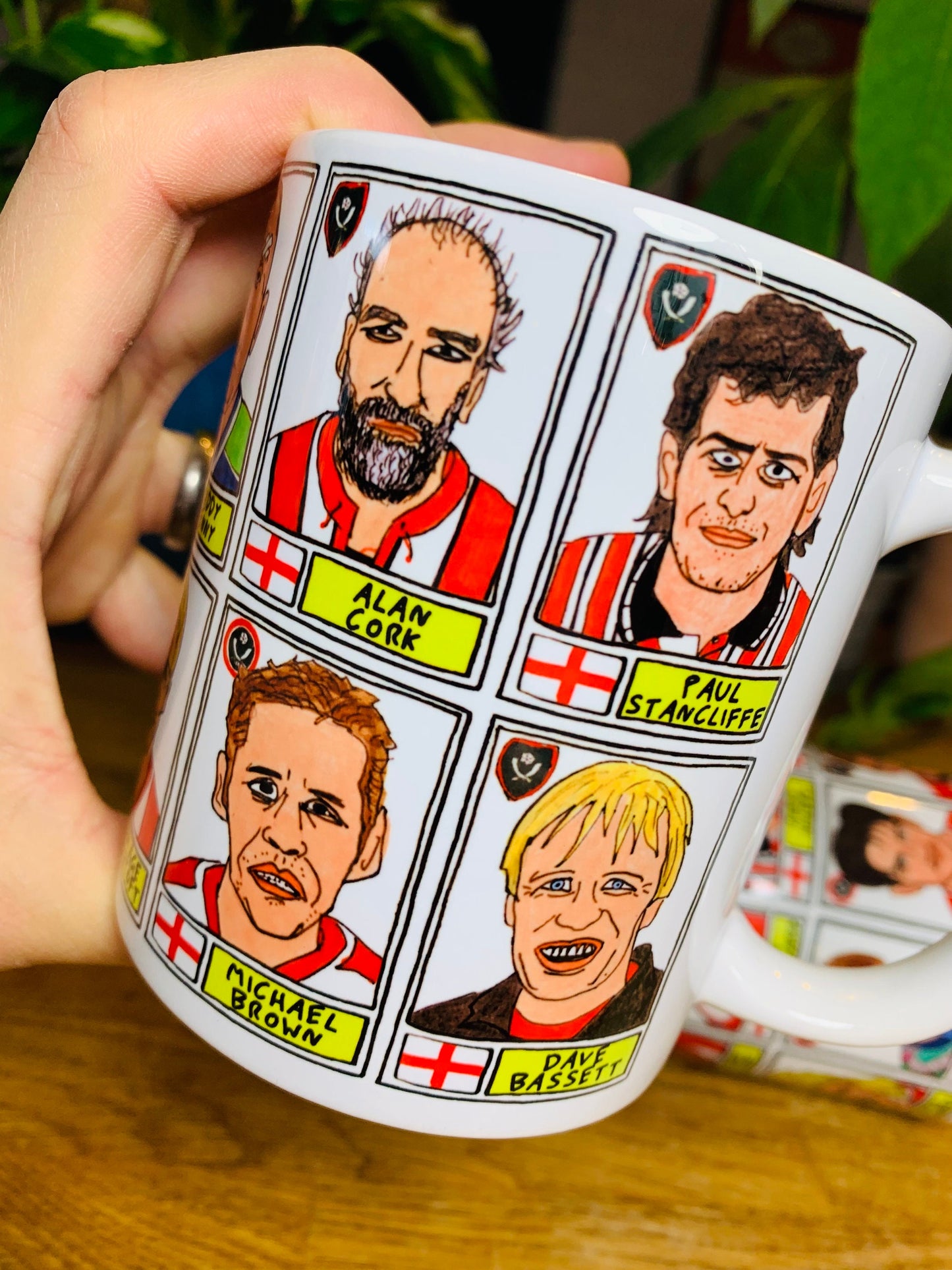 Sheffield United No Score Draws Mug Set - Set of TWO 11oz Ceramic Mugs with Wonky Panini sticker-style Blades SUFC No Score Draws Doodles